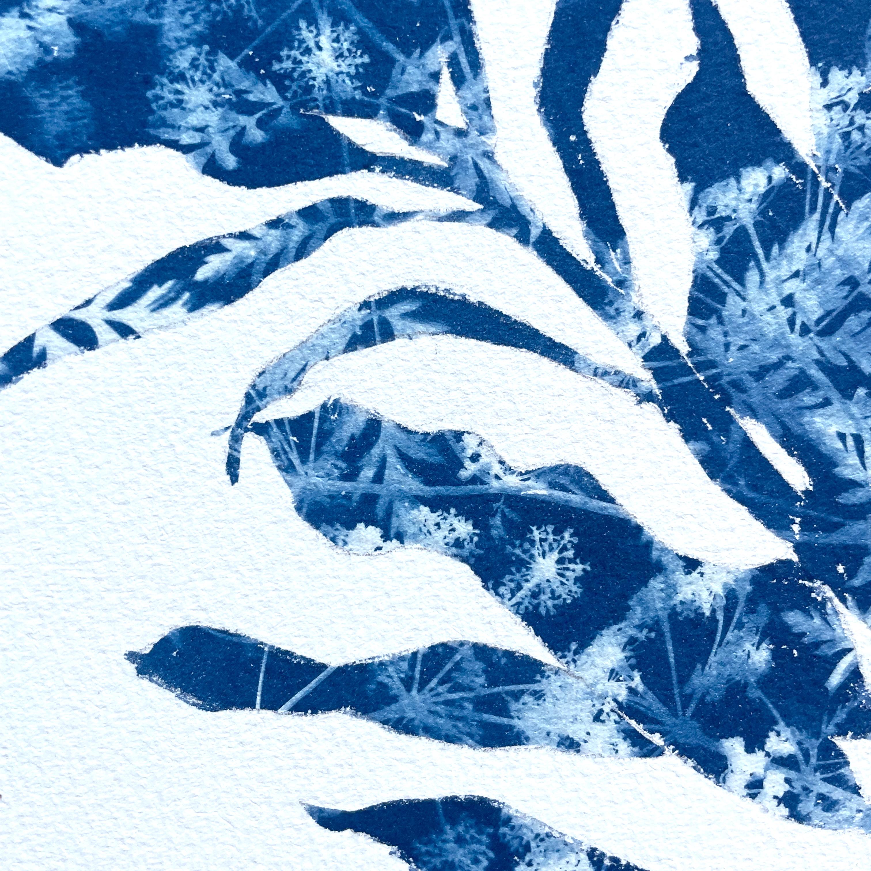 Herbstgarten II (10 x 10 Zoll Cyanotypie-Gemälde) (Zeitgenössisch), Painting, von Christine So