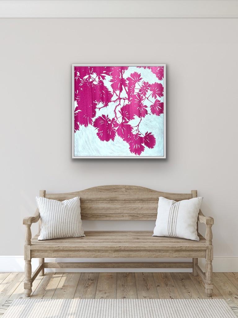 Tagesanbruch Japanischer Ahorn ( 36 x 36 Zoll Ölgemälde) im Angebot 6