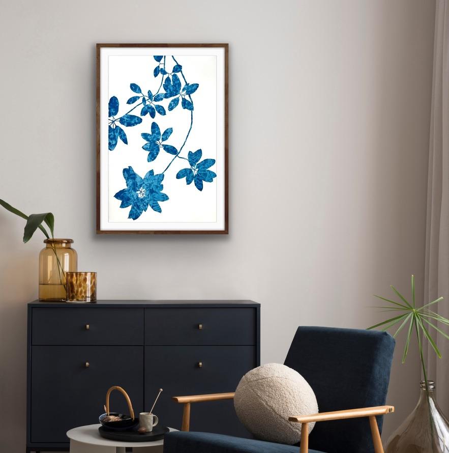 Delft Madrone II  (40 x 26 inch cyanotype painting) For Sale 6