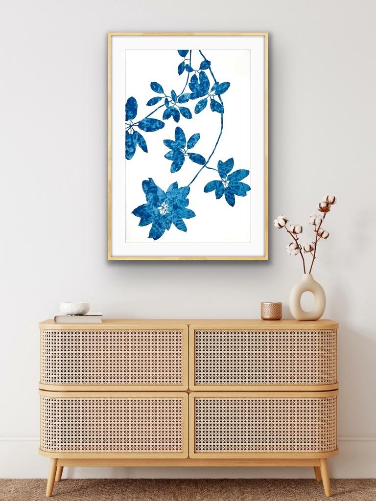 Delft Madrone II  (40 x 26 inch cyanotype painting) For Sale 7