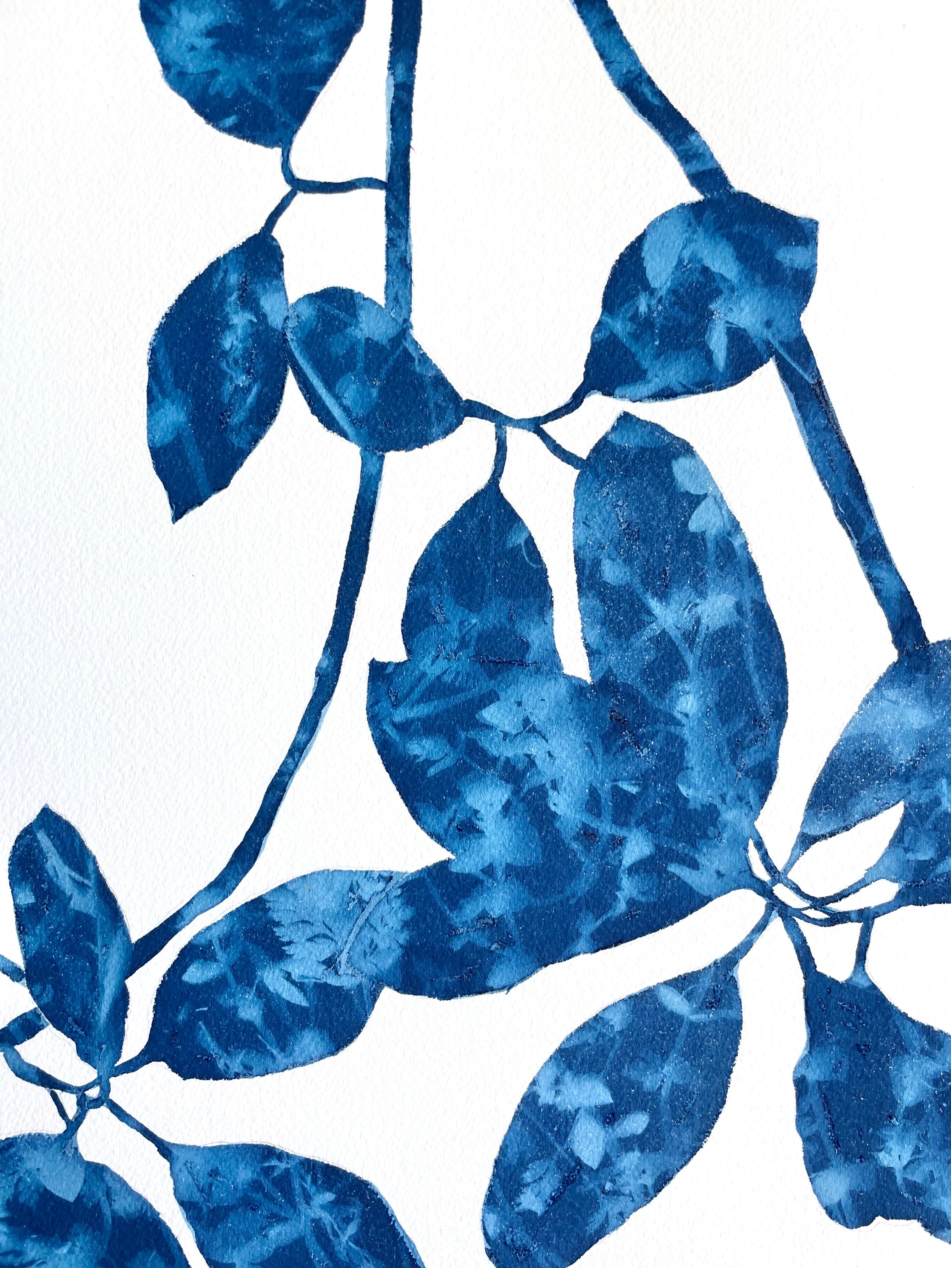 Delft Madrone II  (dipinto in cianotipia 40 x 26 pollici) - Print di Christine So