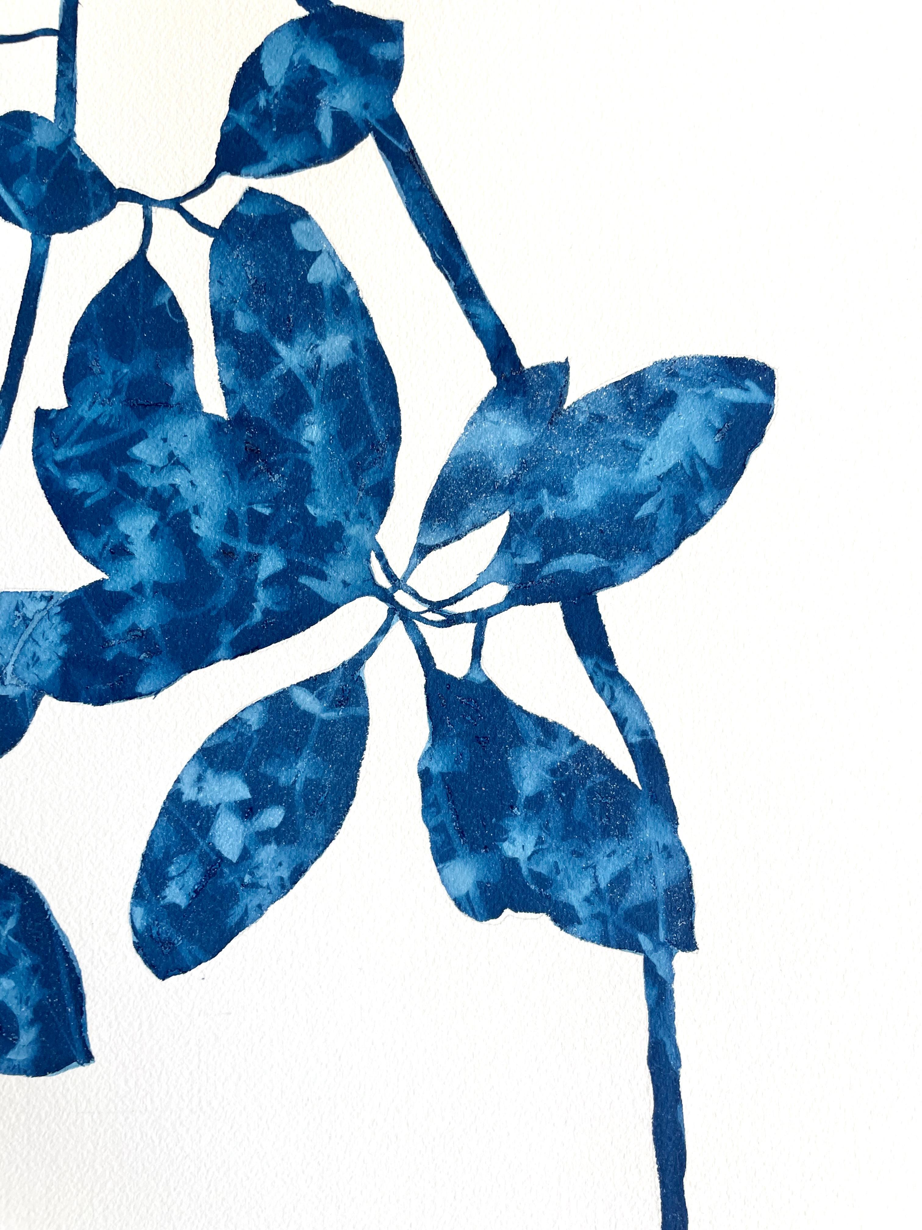 Delft Madrone II  (40 x 26 inch cyanotype painting) - Contemporary Print by Christine So