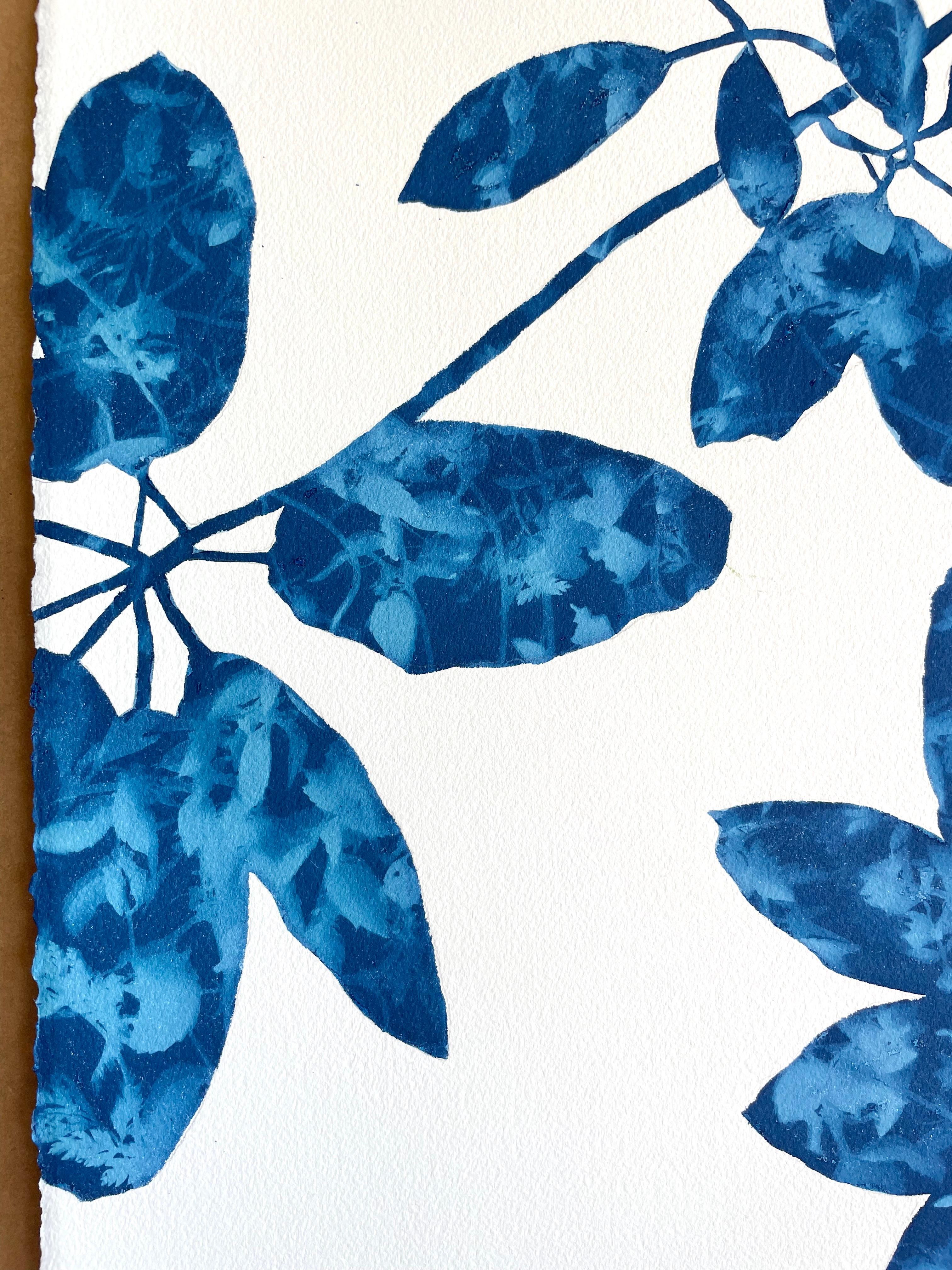 Delft Madrone II  (40 x 26 inch cyanotype painting) For Sale 1