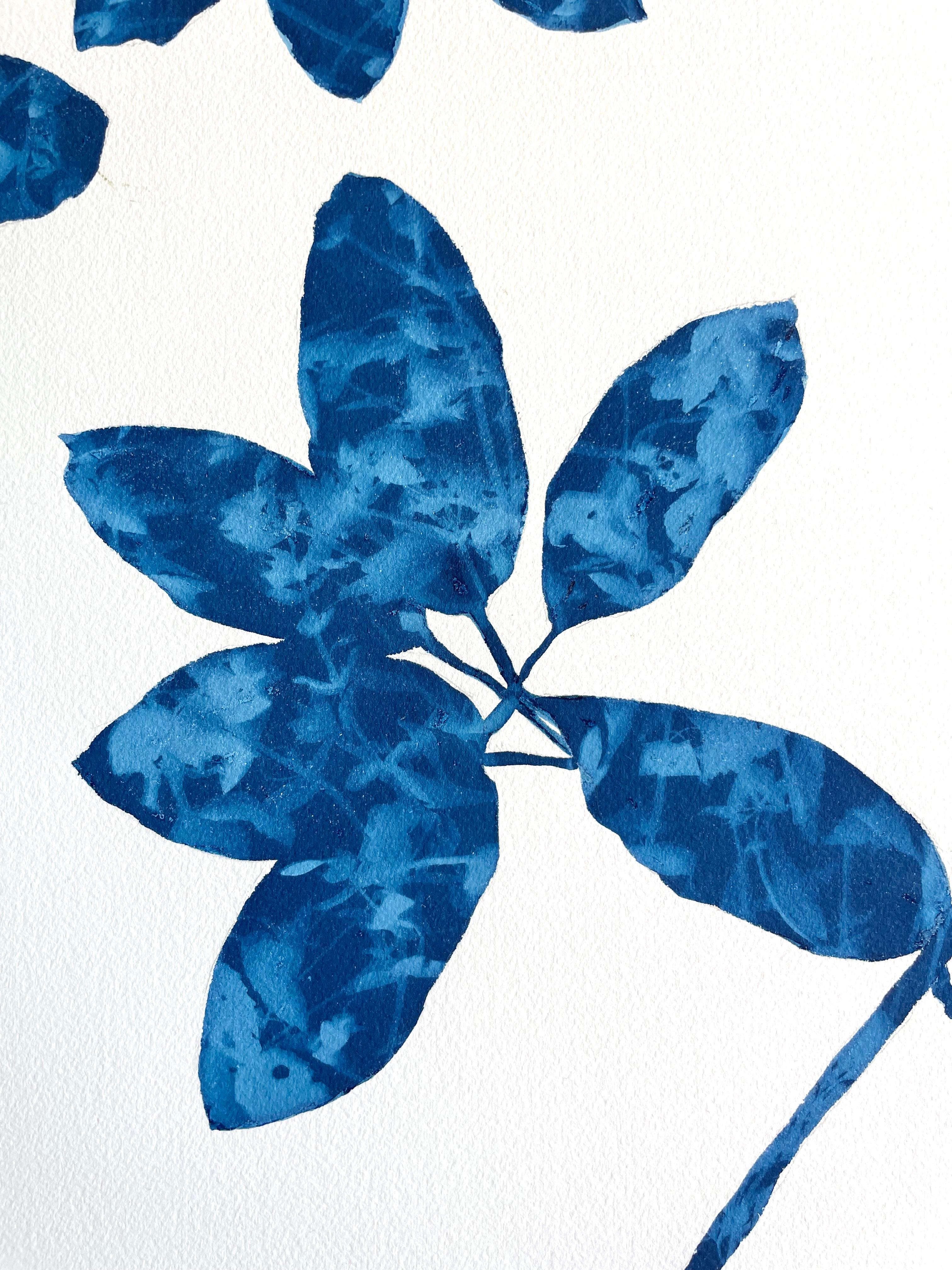 Delft Madrone II  (40 x 26 inch cyanotype painting) For Sale 2
