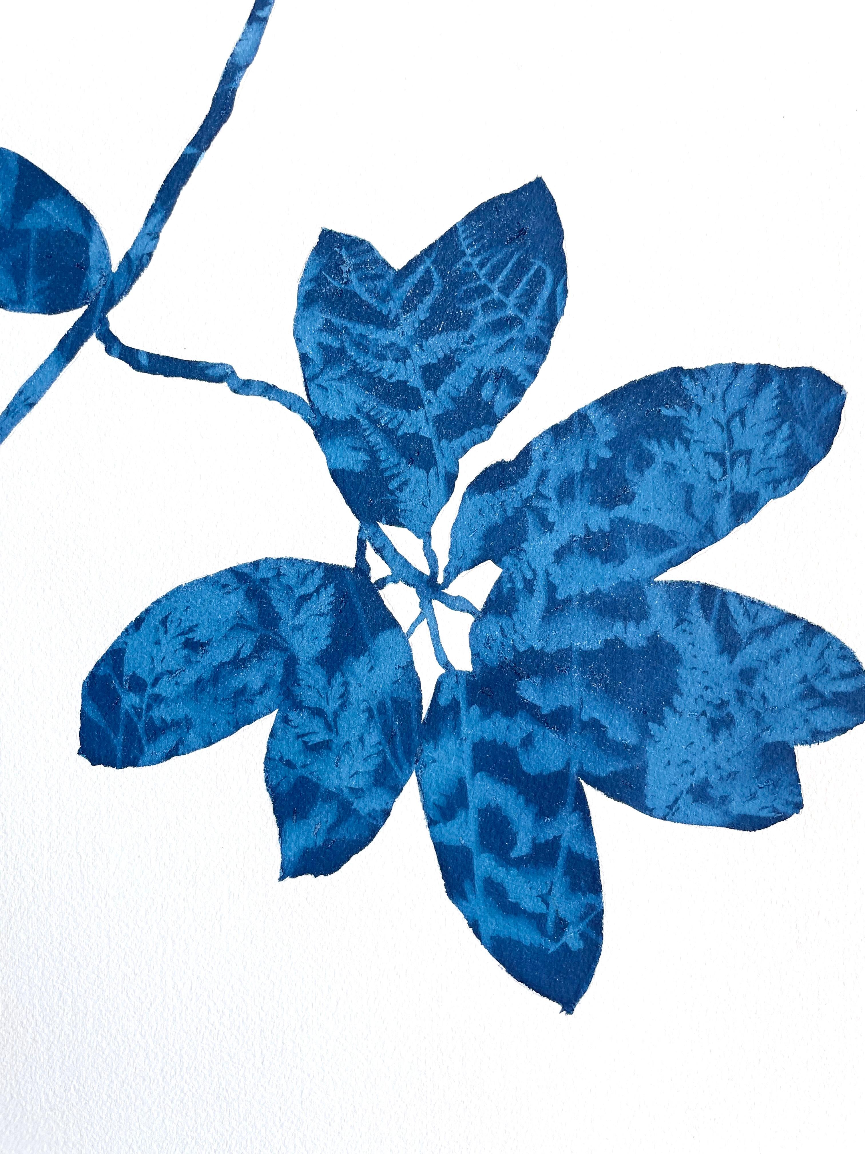 Delft Madrone II  (40 x 26 inch cyanotype painting) For Sale 3