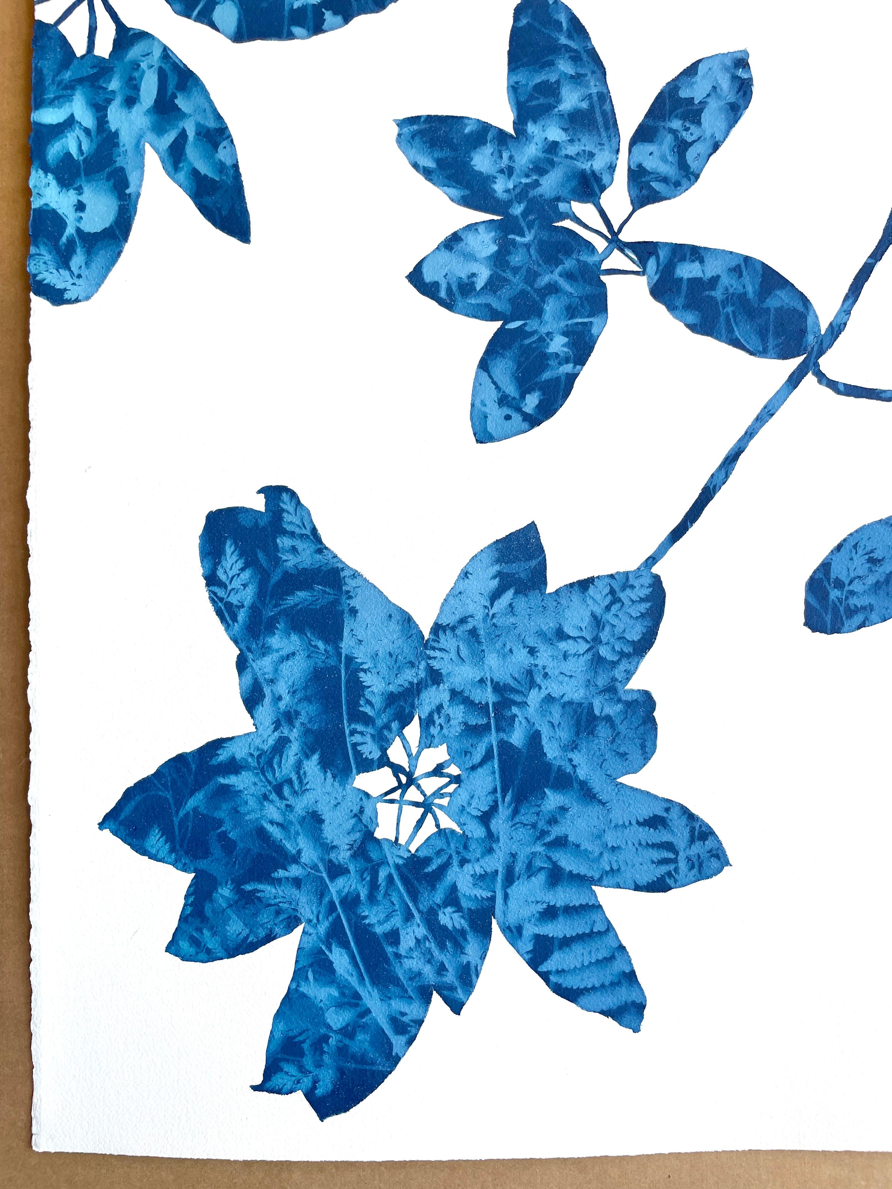 Delft Madrone II  (40 x 26 inch cyanotype painting) For Sale 4