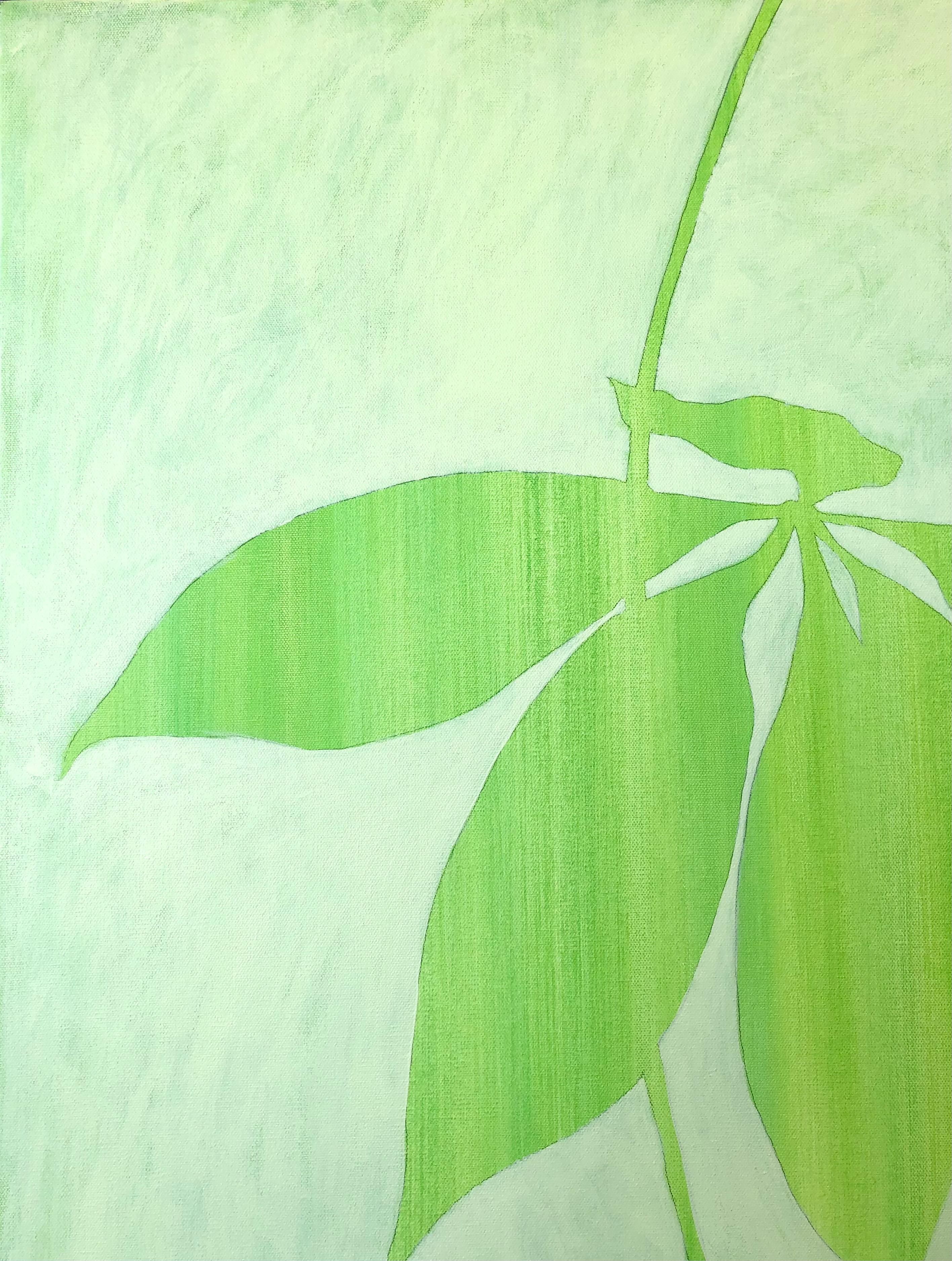 Early Summer Light (peinture acrylique 40 x 30 pouces) - Vert Still-Life Painting par Christine So