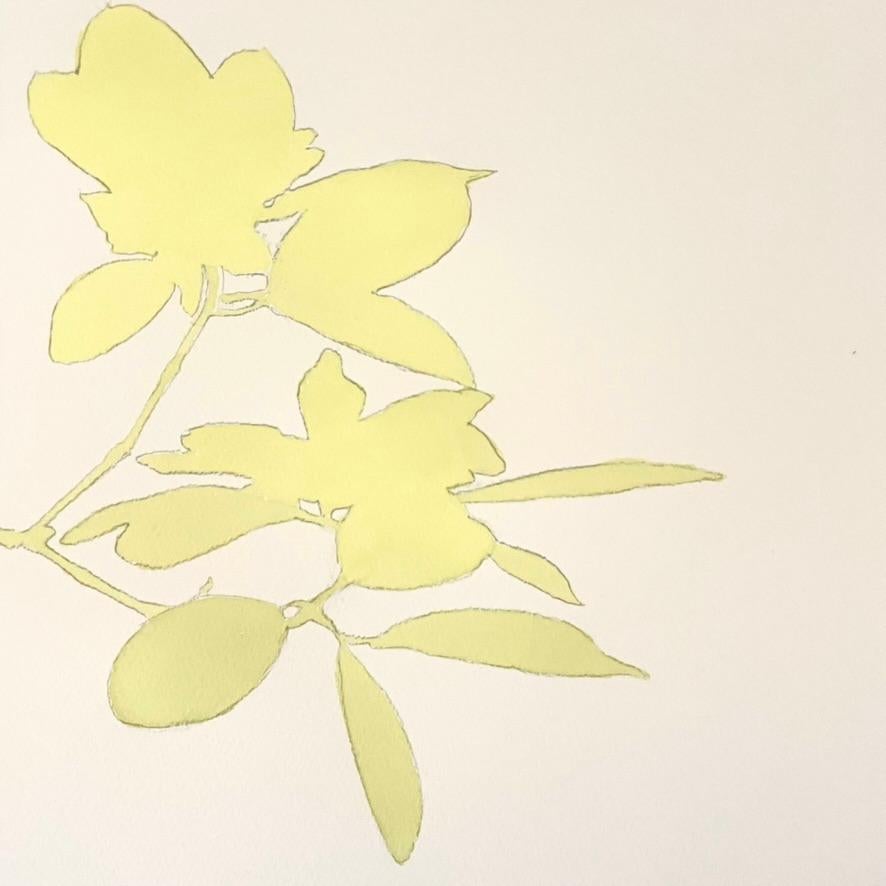 Germoglio di rododendro II (dipinto in cianotipia 12 x 12 pollici) - Painting di Christine So