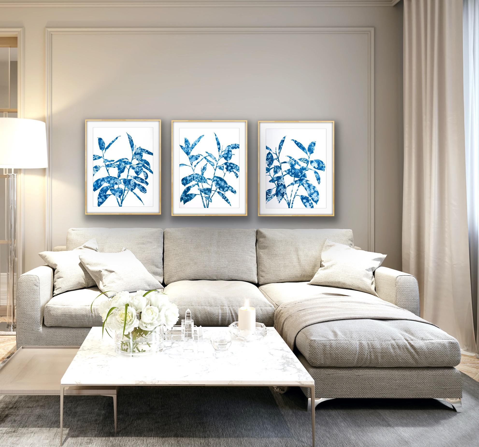 Spring Ficus IV (24 x 18 pouces peinture cyanotype) en vente 1