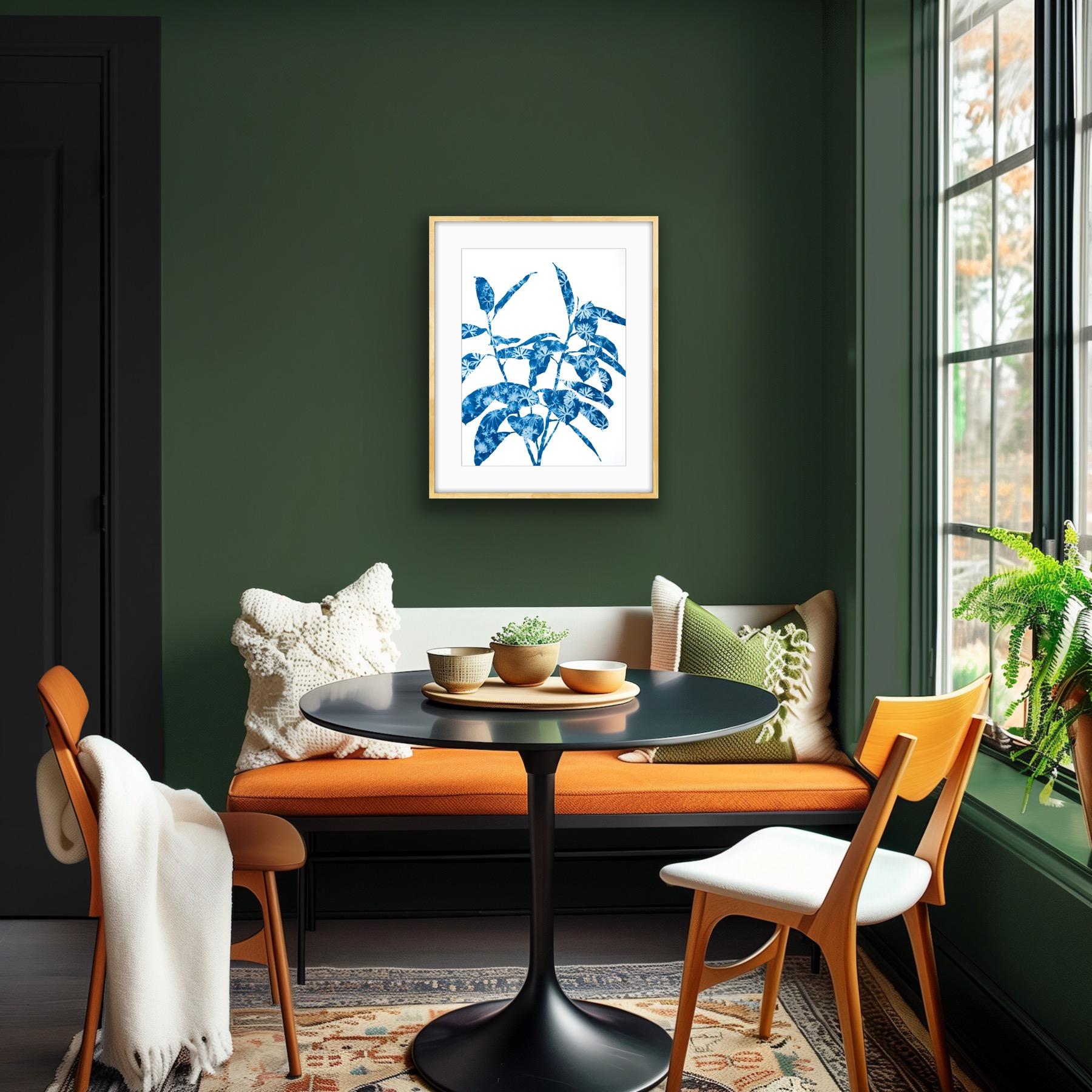 Spring Ficus IV (24 x 18 pouces peinture cyanotype) en vente 2