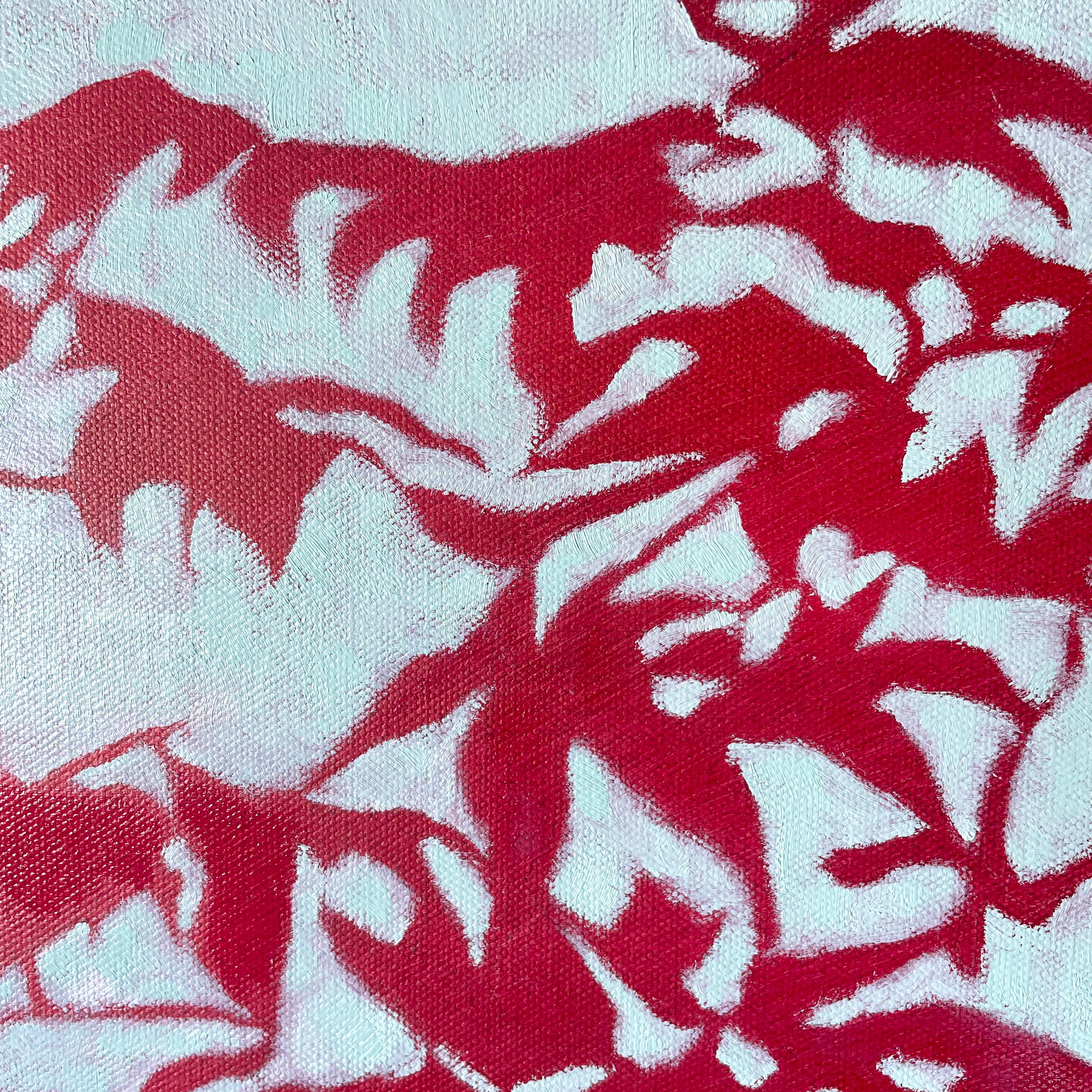 Érable japonais au lever du soleil (peinture à l'huile 20 x 20 pouces) - Marron Landscape Painting par Christine So