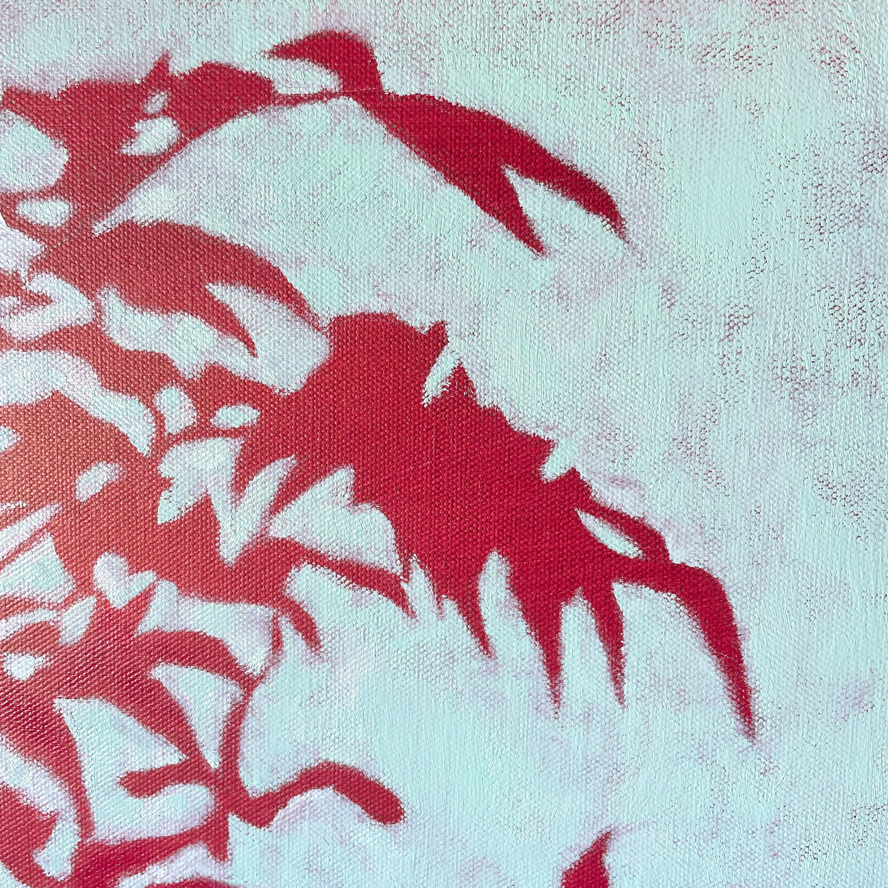 Érable japonais au lever du soleil (peinture à l'huile 20 x 20 pouces) en vente 1