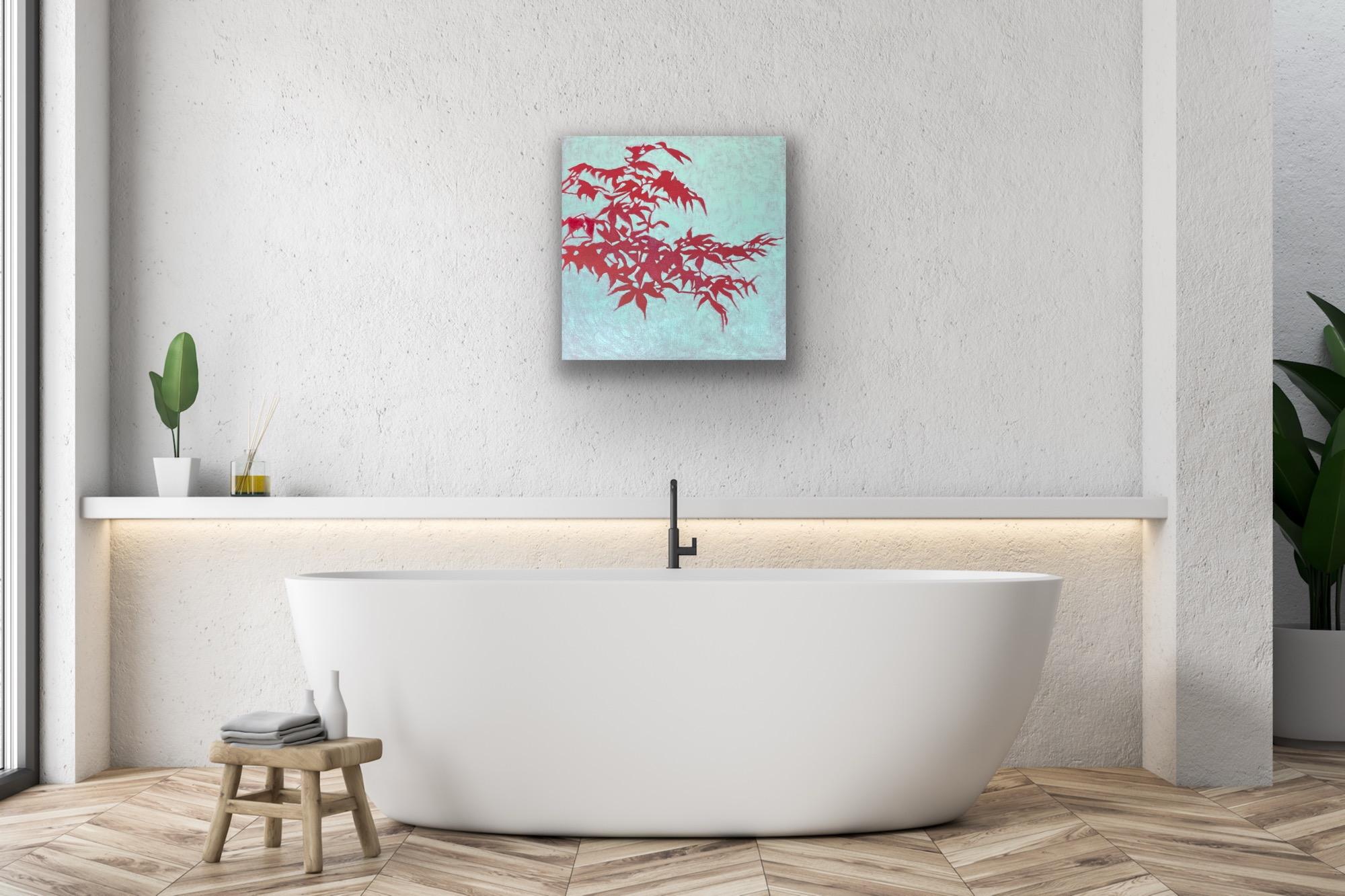Érable japonais au lever du soleil (peinture à l'huile 20 x 20 pouces) en vente 4
