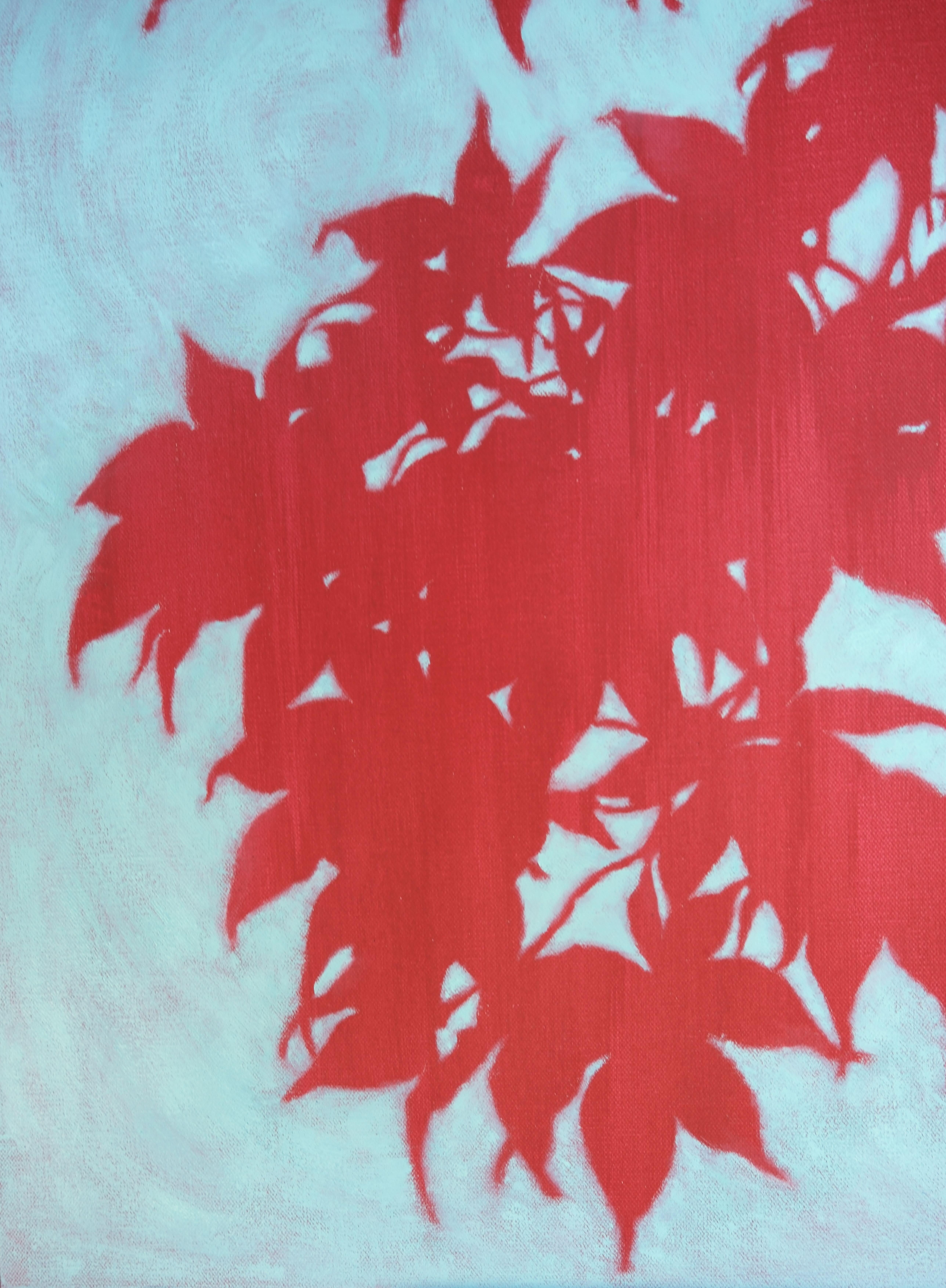 Il s'agit d'une peinture de l'érable japonais qui se trouve dans mon jardin. Le rouge des Branch est une sous-couche fine et transparente, et le bleu crème du ciel de l'œuf de mer a été peint par-dessus. Il s'agit essentiellement d'une peinture de