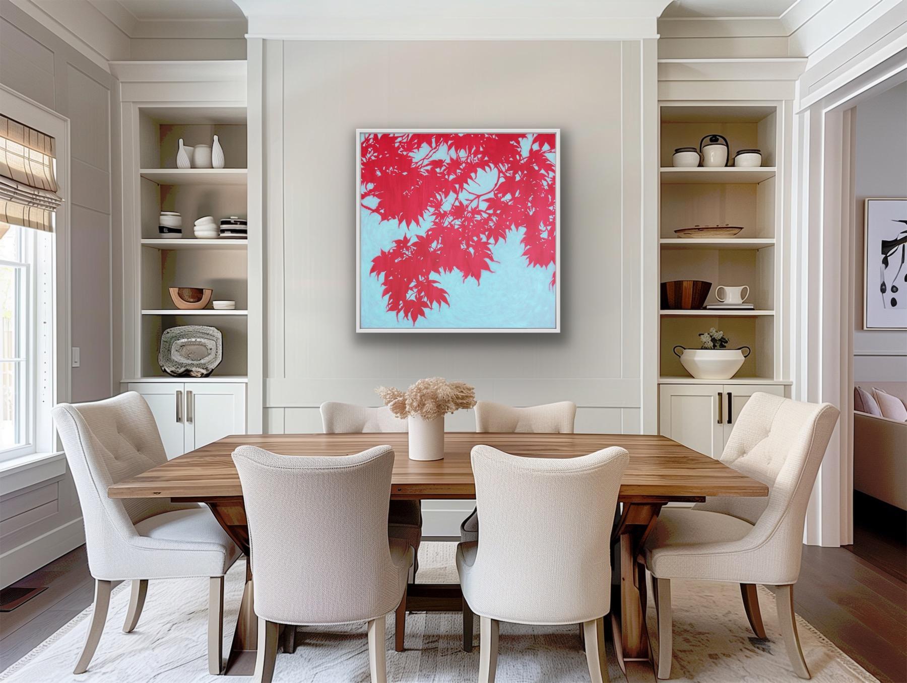 Lever de soleil sur l'érable japonais II (peinture à l'huile 36 x 36 pouces) en vente 3