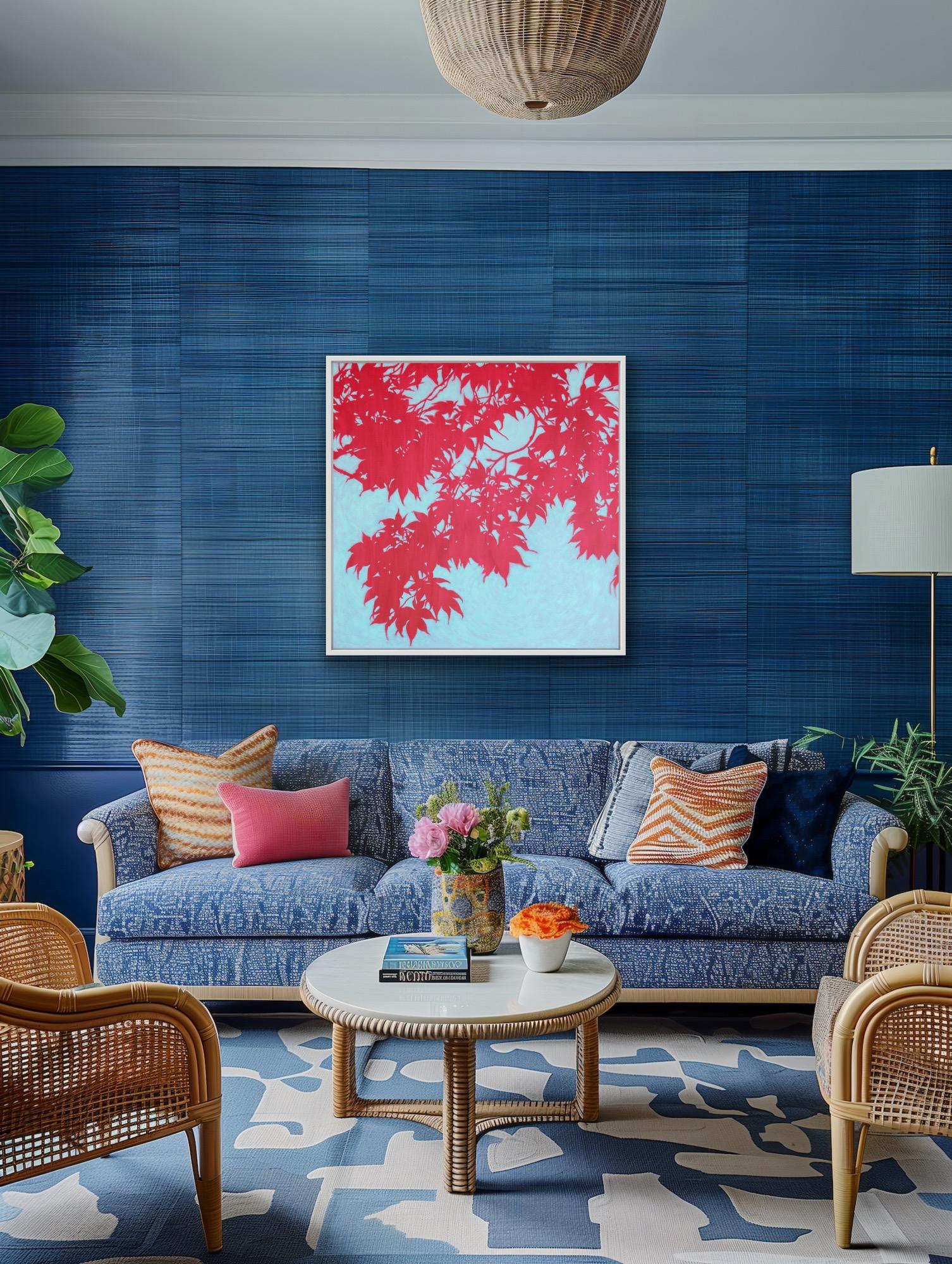 Lever de soleil sur l'érable japonais II (peinture à l'huile 36 x 36 pouces) en vente 4