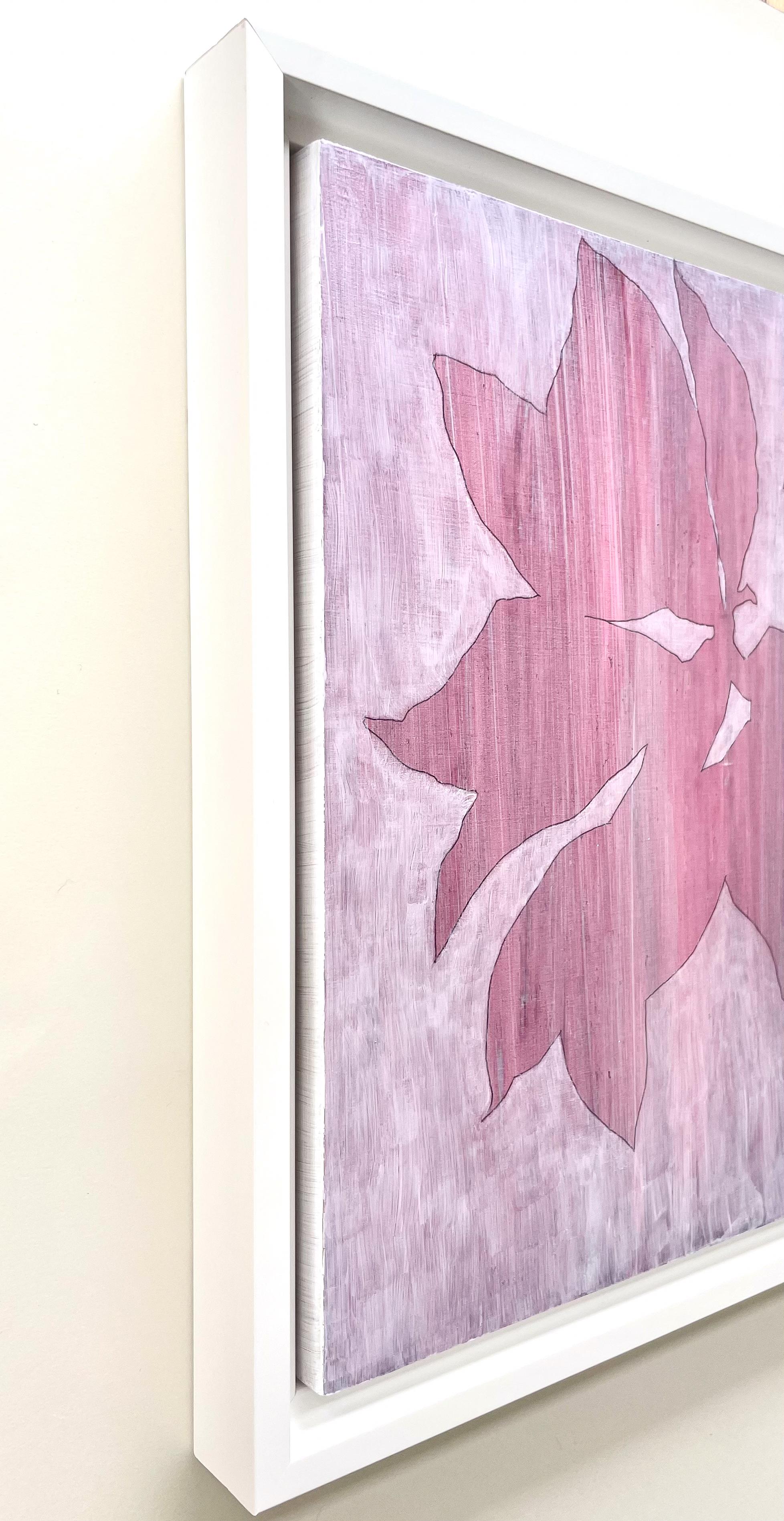 Sunrise Magnolia (Framed 13 x 13 inch acrylic painting on wood panel) - Painting by Christine So