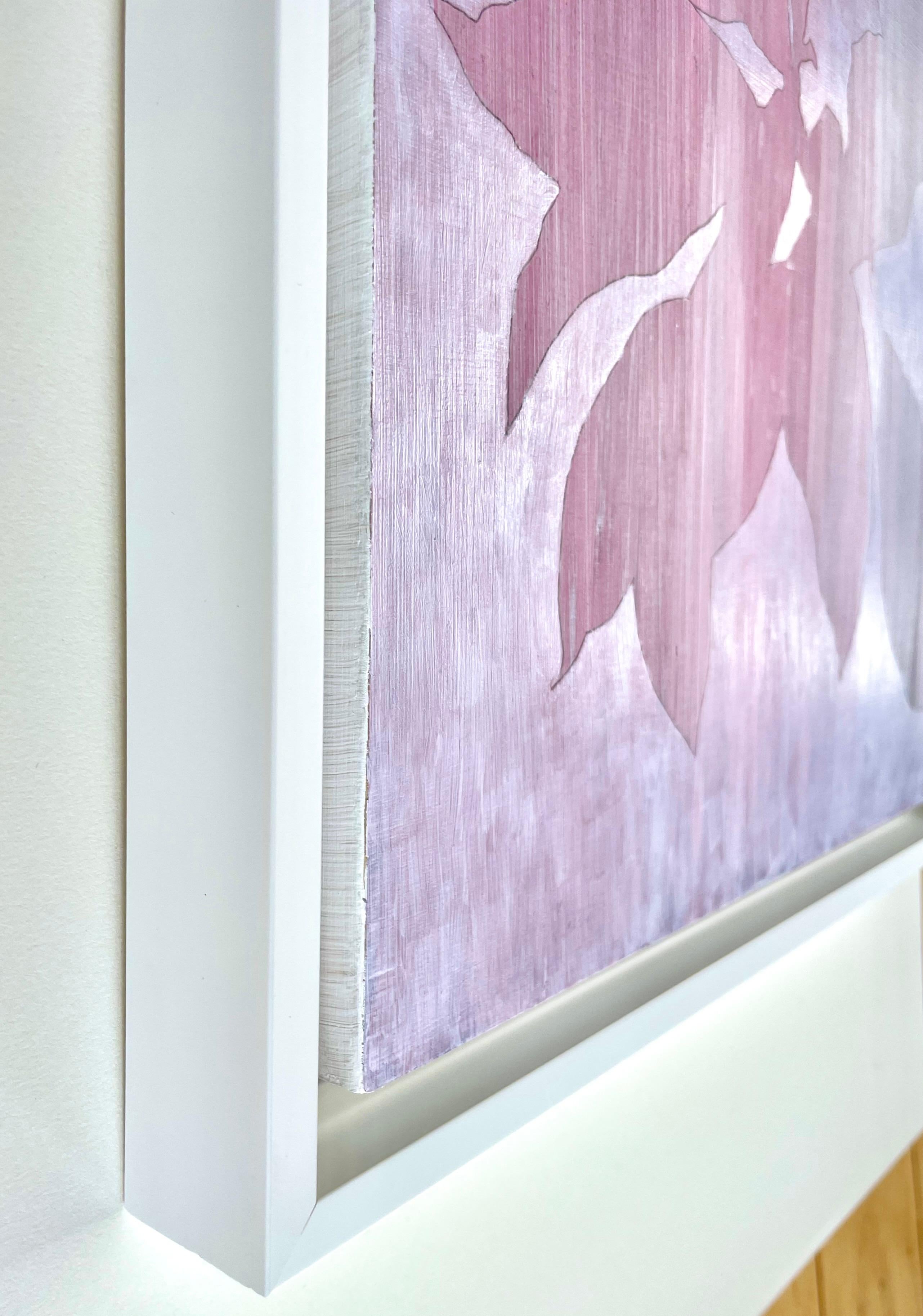 Sunrise Magnolia (Framed 13 x 13 inch acrylic painting on wood panel) - Contemporary Painting by Christine So