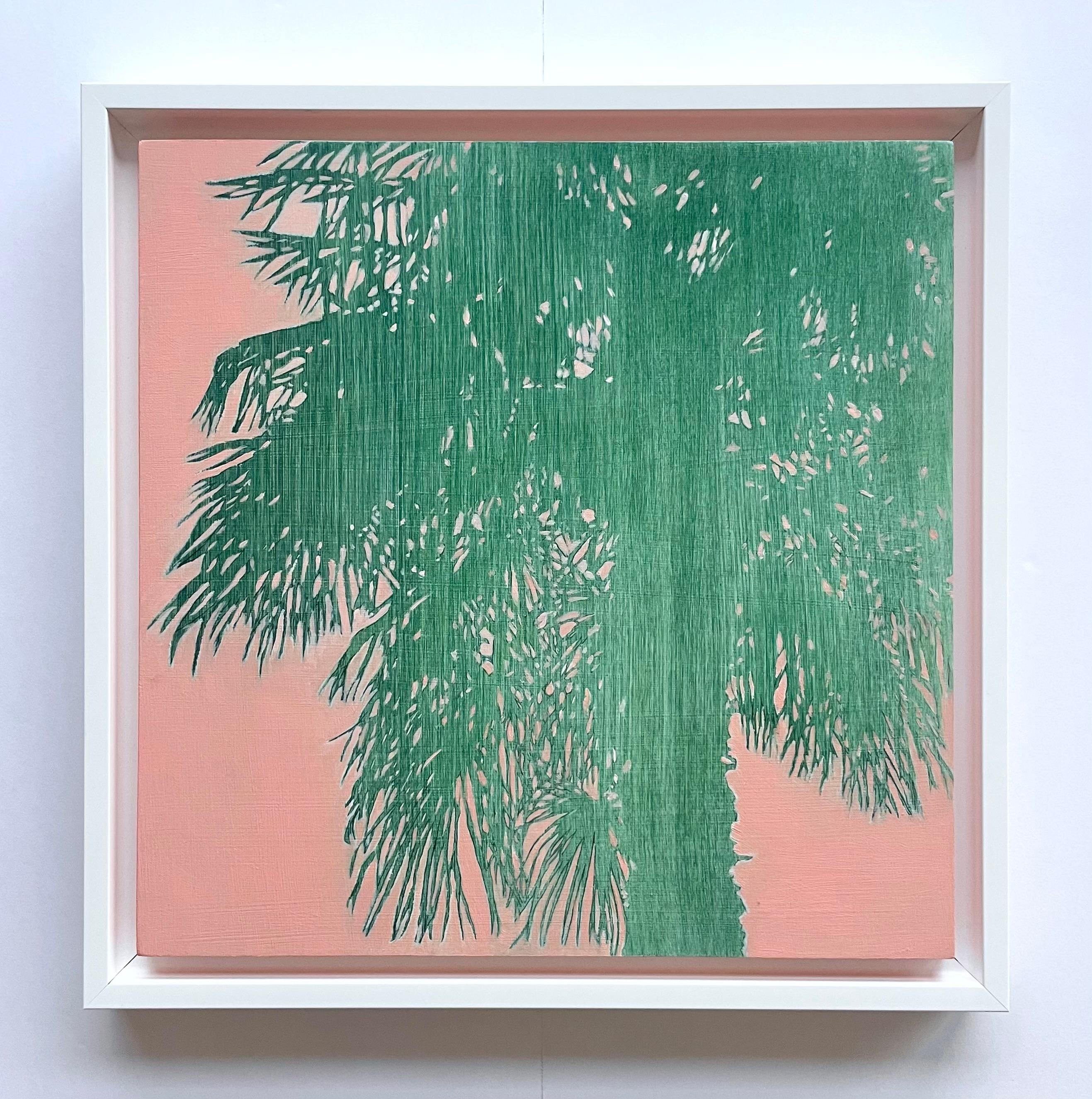 Sunset Palms (Framed 12 x 12 inch oil painting on wood panel)