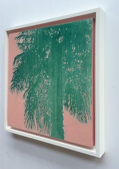 Palmeras del atardecer (pintura al óleo de 12 x 12 pulgadas sobre panel de madera)