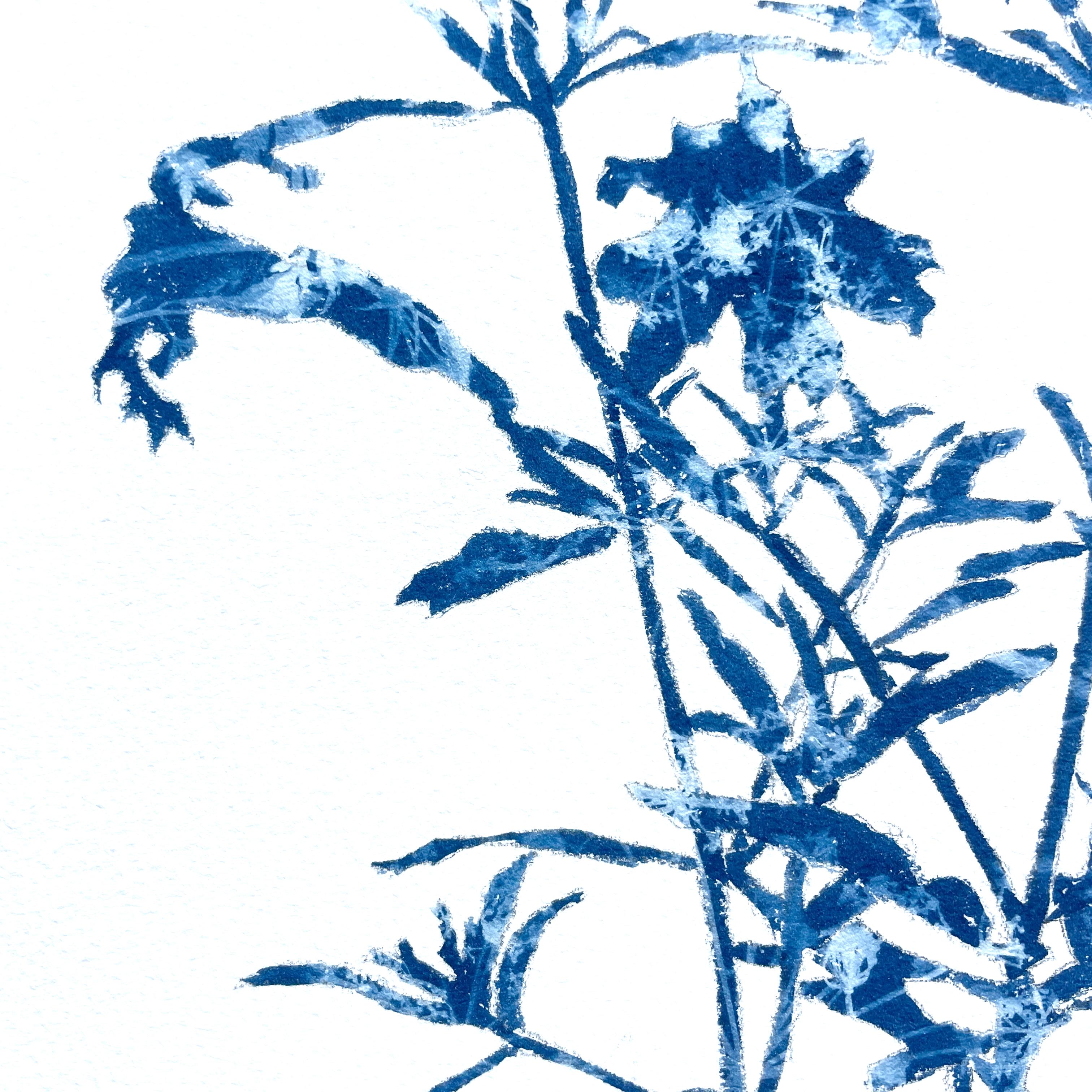 Winzige Wildblumen (12 x 12 Zoll Cyanotypie-Gemälde) im Angebot 2