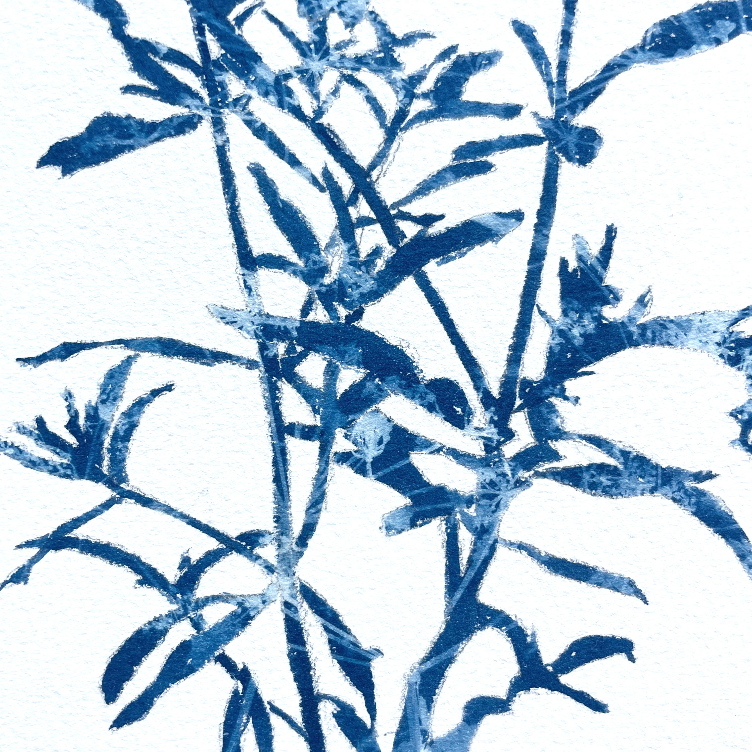 Winzige Wildblumen (12 x 12 Zoll Cyanotypie-Gemälde) im Angebot 3