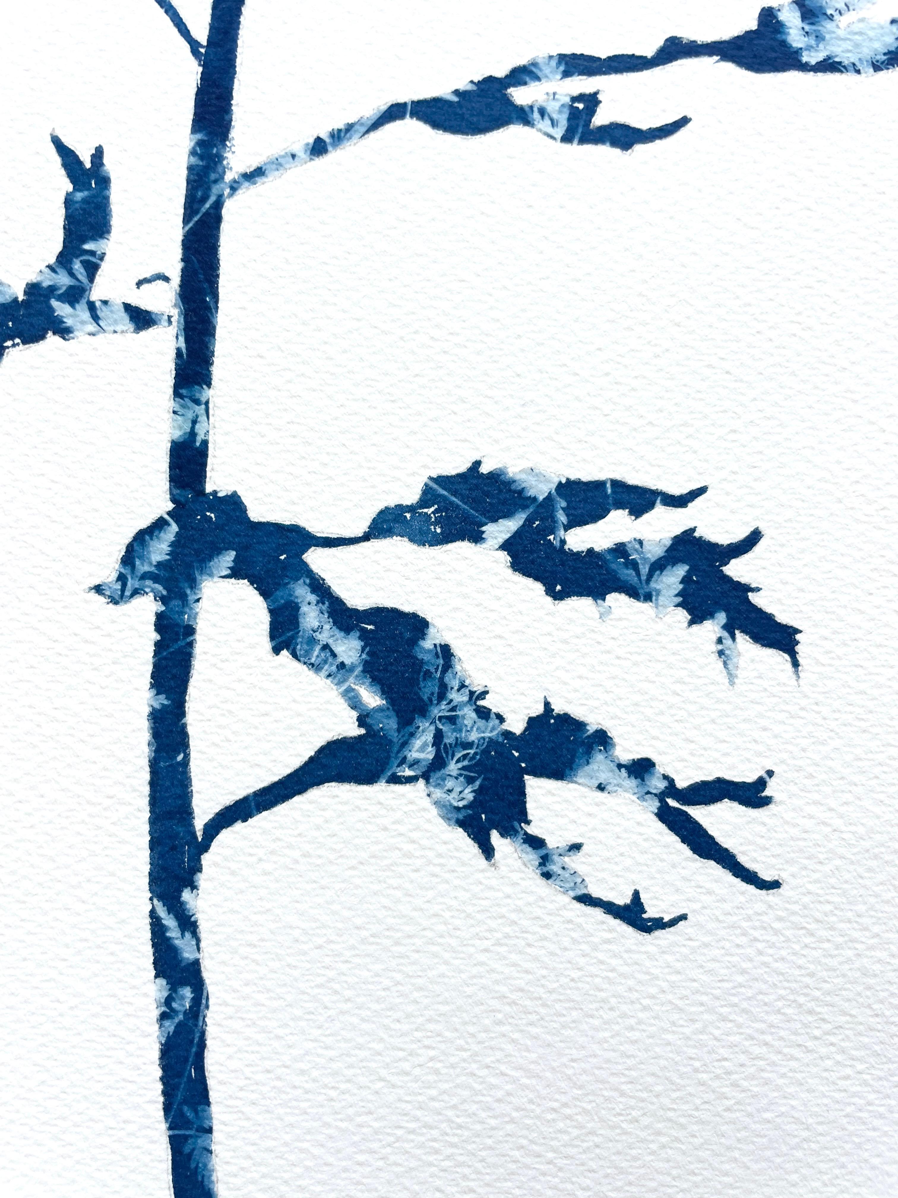 Sentiero nel bosco (dipinto in cianotipia 24 x 18 pollici) 6