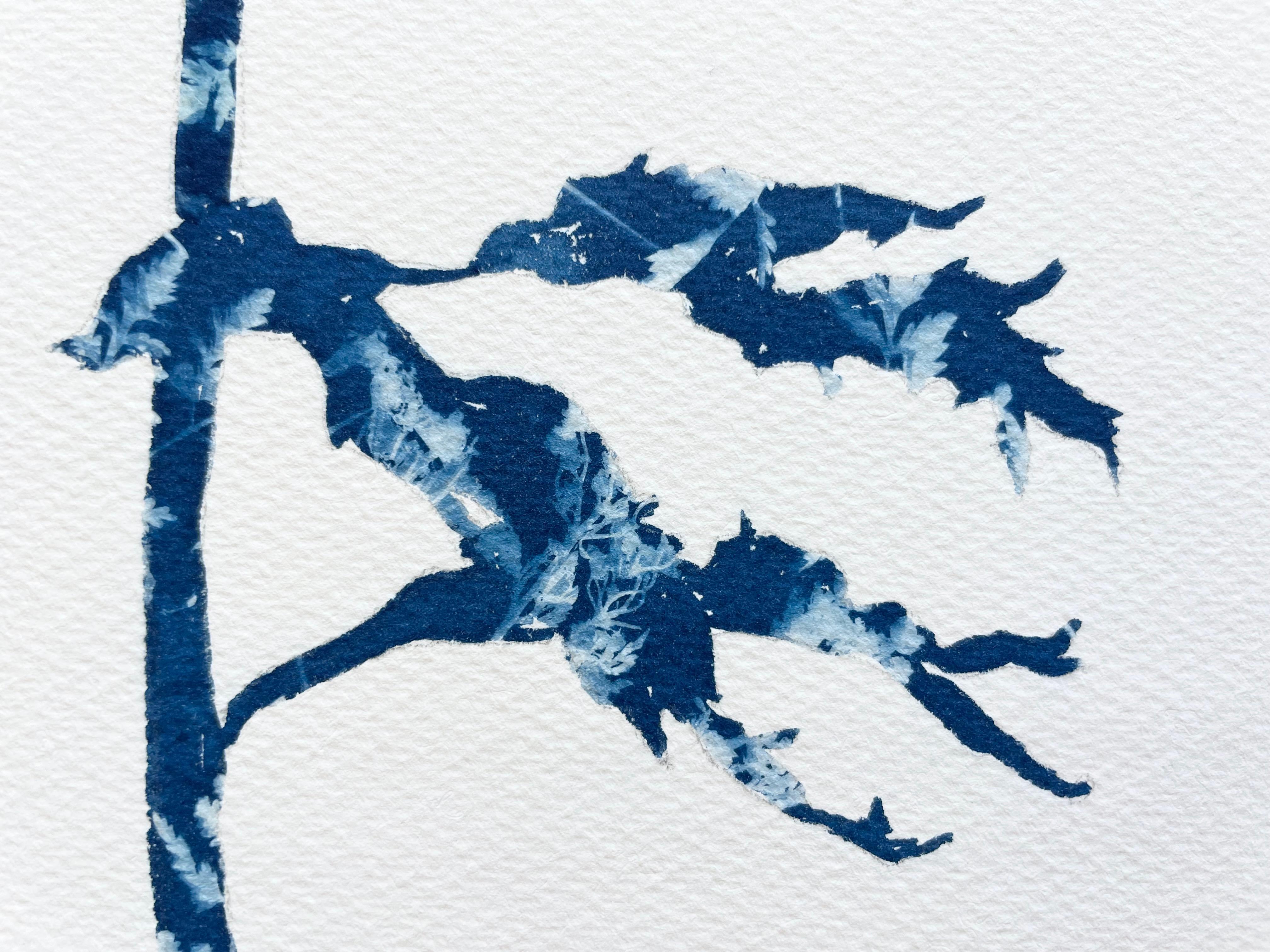 Sentiero nel bosco (dipinto in cianotipia 24 x 18 pollici) - Print Contemporaneo di Christine So