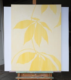 Yellow Leaves Acrylic Painting, Contemporary Still-Life, 30 x40 inches Unframed