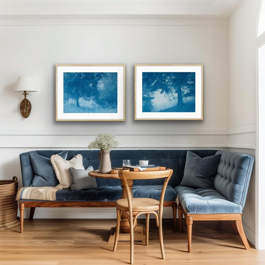 Dittico della foresta di giorno e di notte  (Due cianotipi da 18 x 24 pollici) in vendita 5