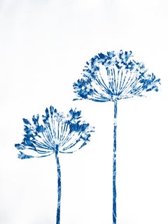 Delft Agapanthus 6 (framed original cyanotype painting, 31 x 25 x 1.5 inches)