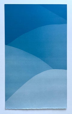 Desert Sunrise (22 x 13 abstrakte Cyanotypie)