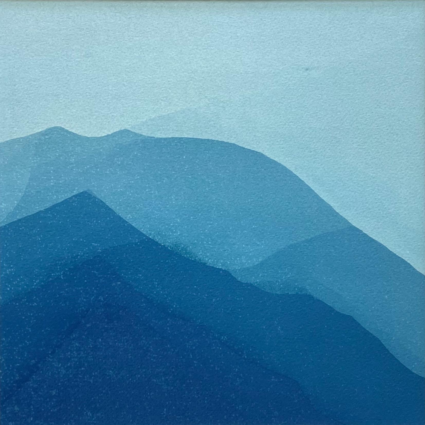 Endless Hills Diptych (pair of abstract cyanotypes each framed to 16 x 16