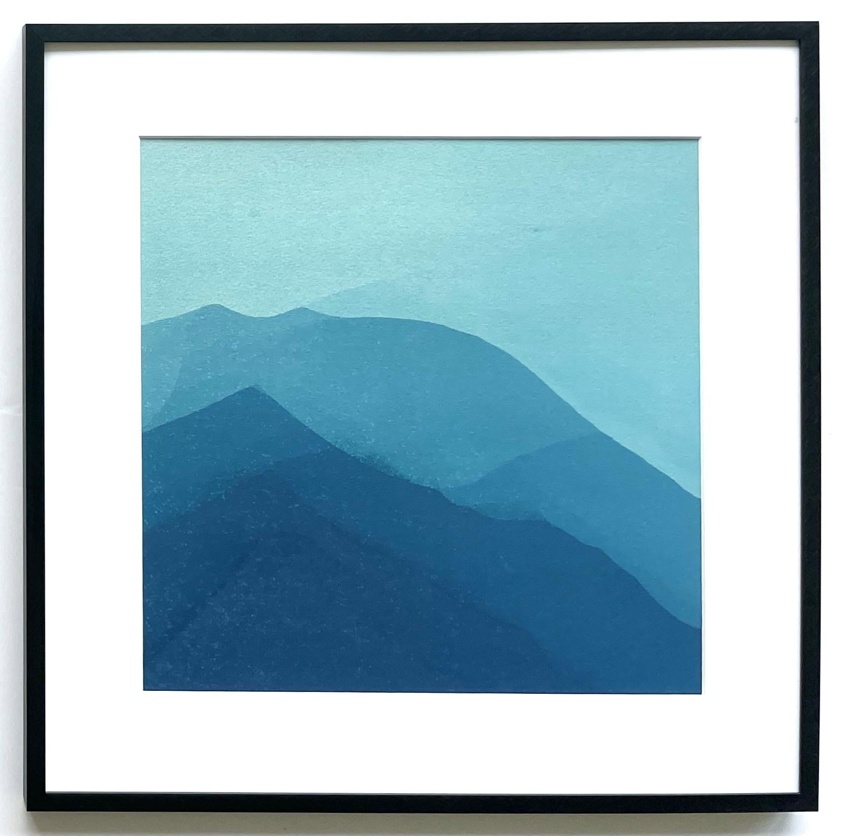 Endless Hills Diptych (pair of abstract cyanotypes each framed to 16 x 16