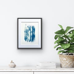 Forest Light (hand-stained cyanotype, 12 x 9" matted to 14 x 11")