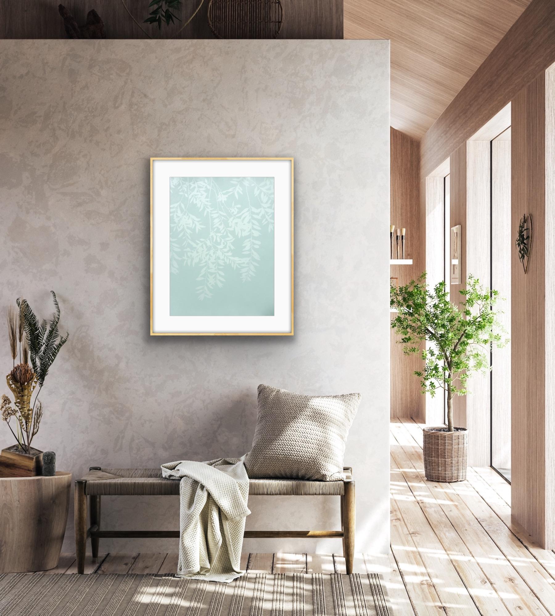Green Willow I (24 x 18 inch hand-printed cyanotype) - Contemporary Photograph by Christine So