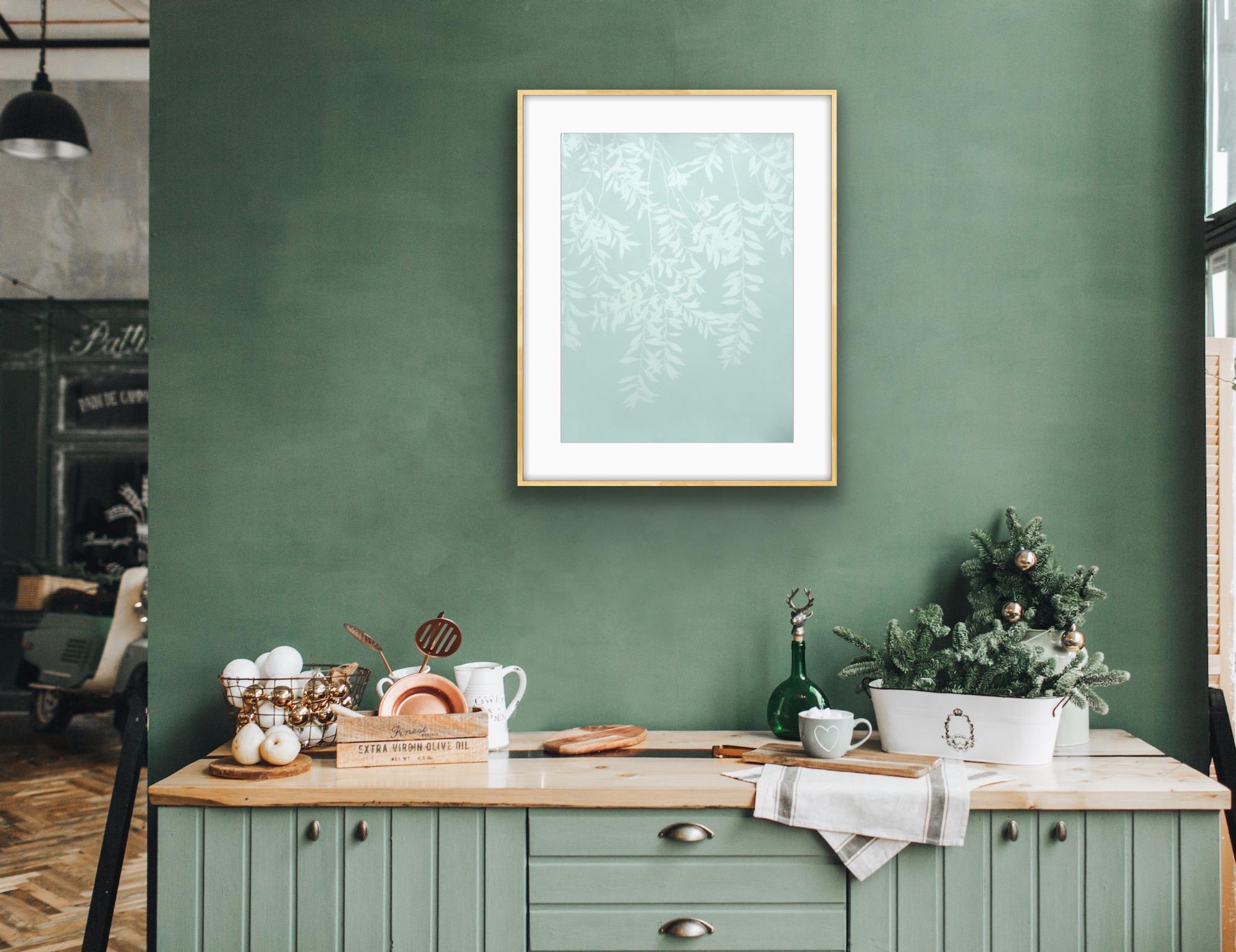 Green Willow II (24 x 18 inch hand-printed cyanotype) - Photograph by Christine So