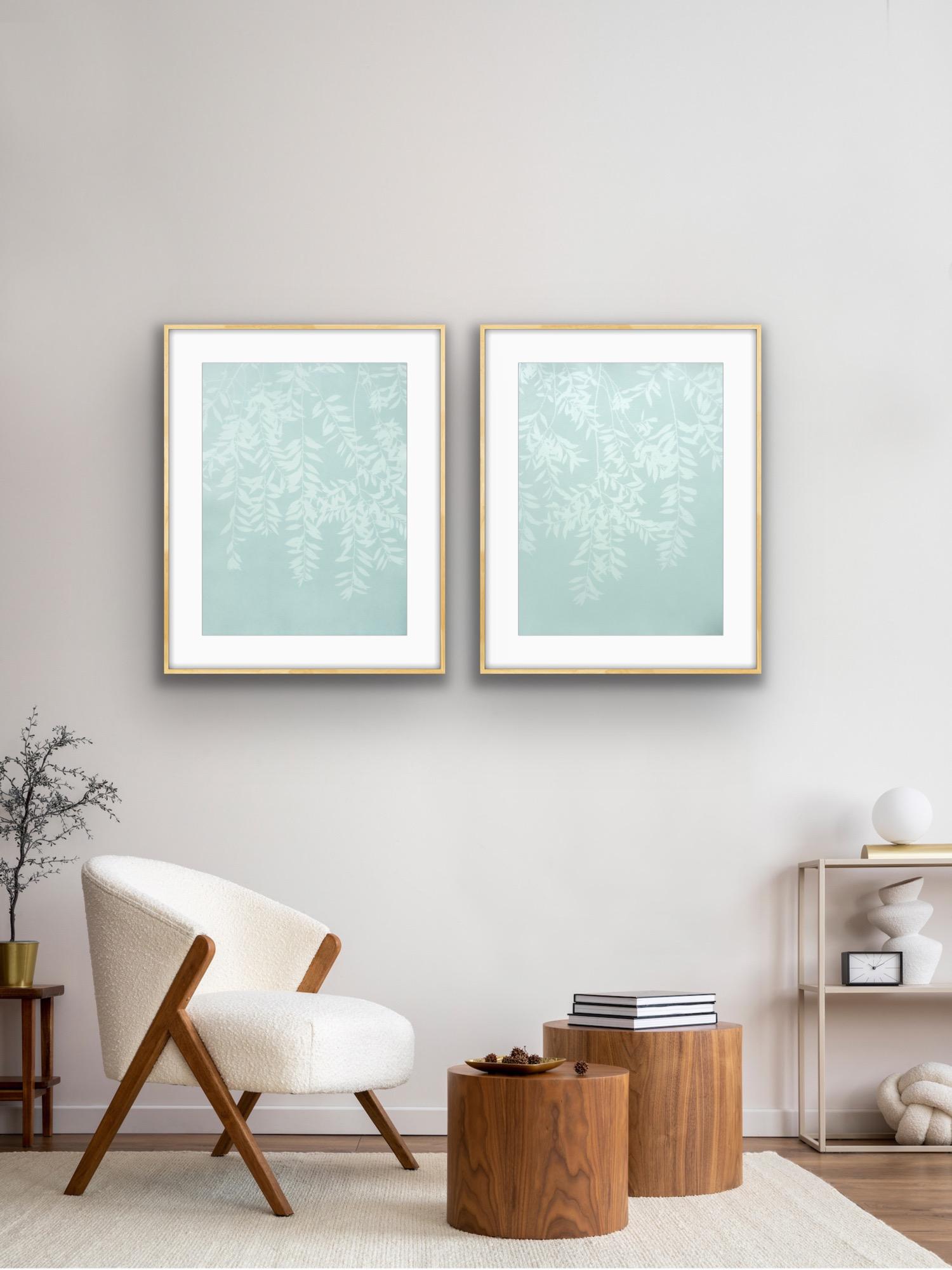 Green Willow II (24 x 18 inch hand-printed cyanotype) For Sale 2
