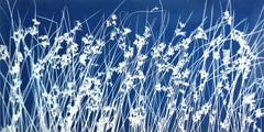 June Breeze (hand-printed botanical cyanotype, 18 x 36 inches)