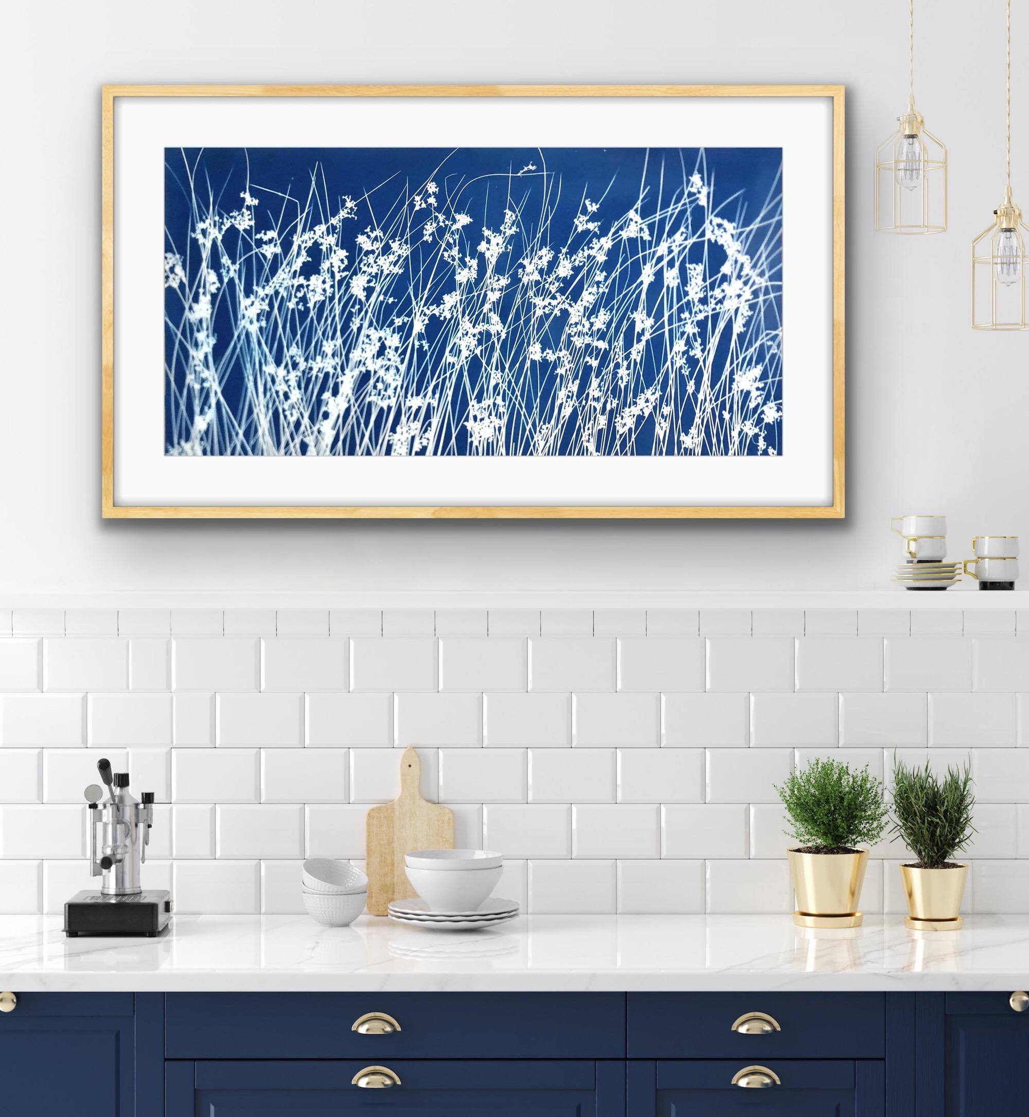 Hierba silvestre de junio (cianotipia botánica impresa a mano, 18 x 36 pulgadas) en venta 11