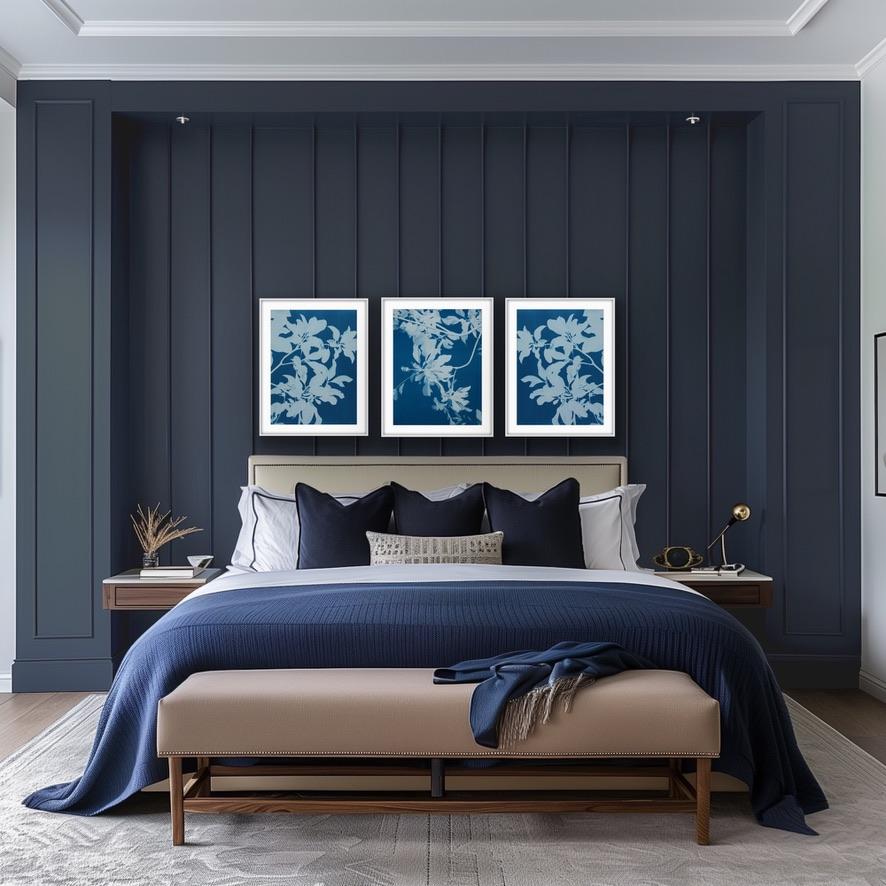 Triptyque de magnolias de minuit  (Trois cyanotypes de 24 x 18 pouces) en vente 3