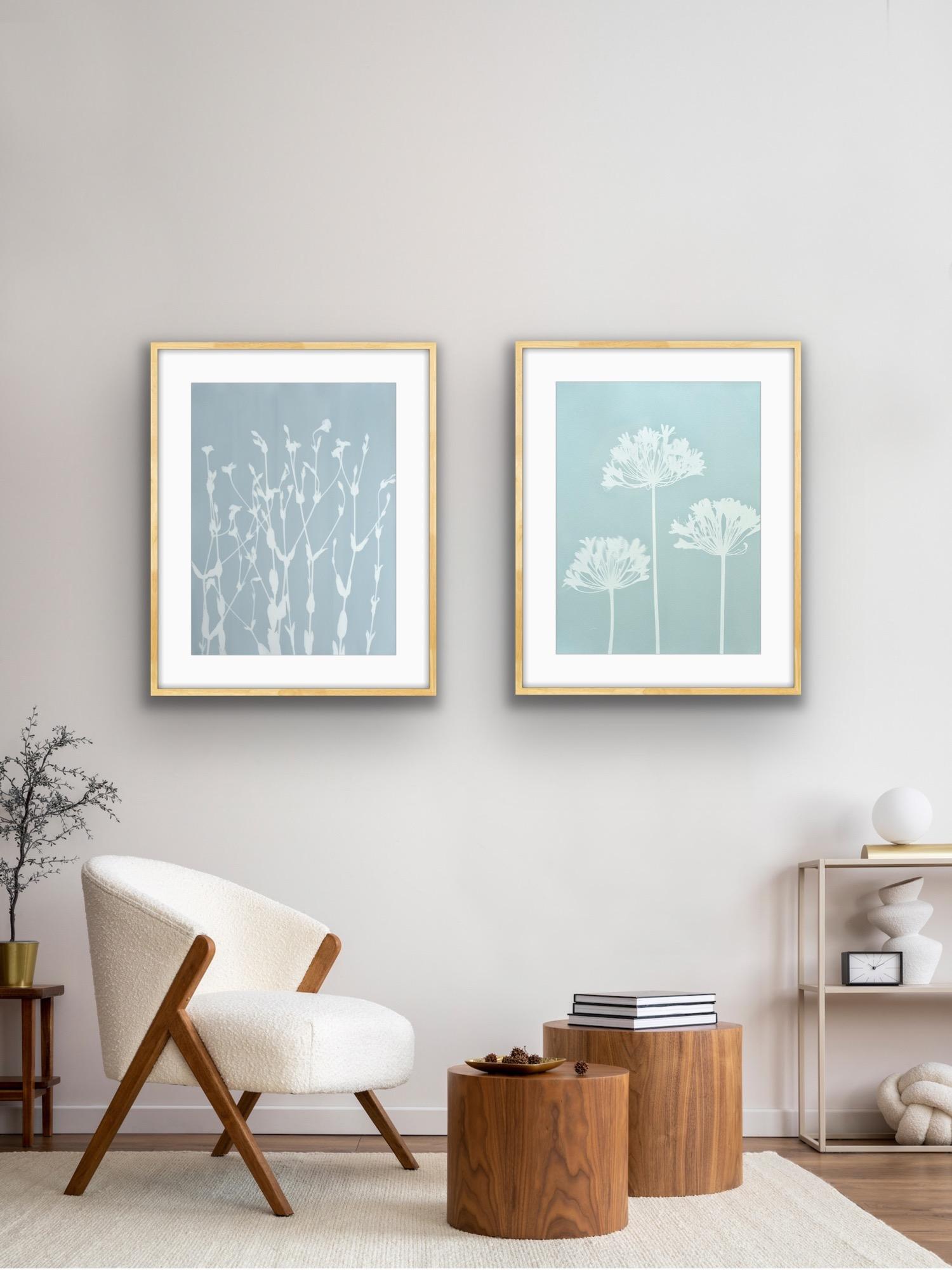 Misty June Wildflowers ( 24 x 18 inch hand-printed cyanotype) - Contemporary Print by Christine So