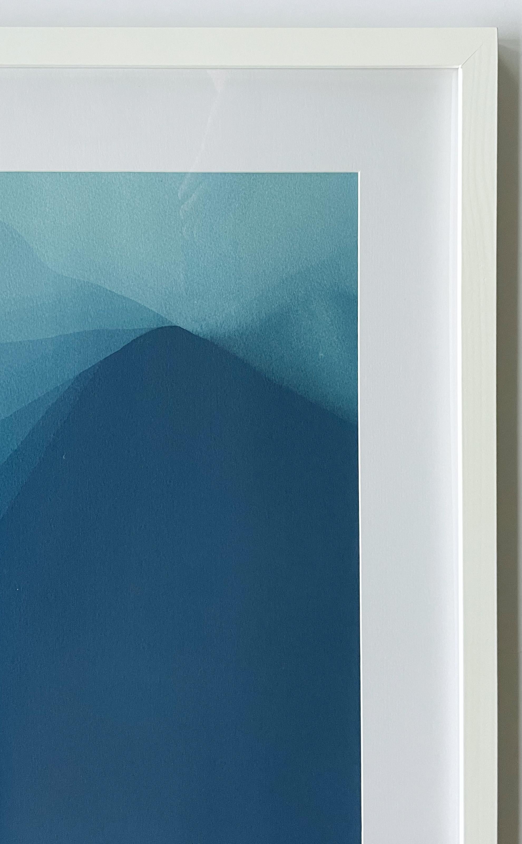 Mountain Sunrise 3 (Cyanotype encadré à 29 x 23 pouces) - Abstrait Photograph par Christine So