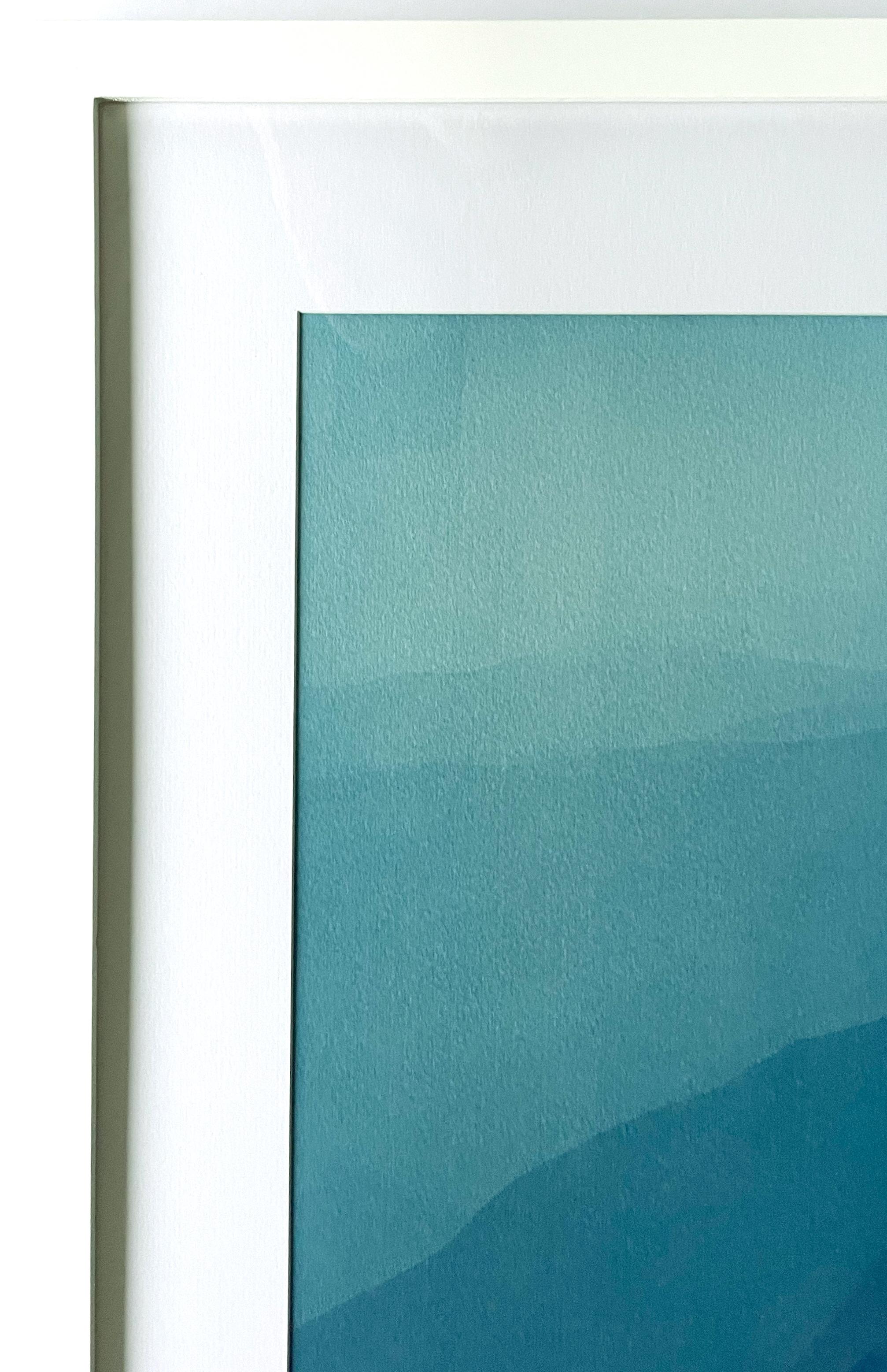 Mountain Sunrise 3 (Cyanotype encadré à 29 x 23 pouces) - Bleu Abstract Photograph par Christine So