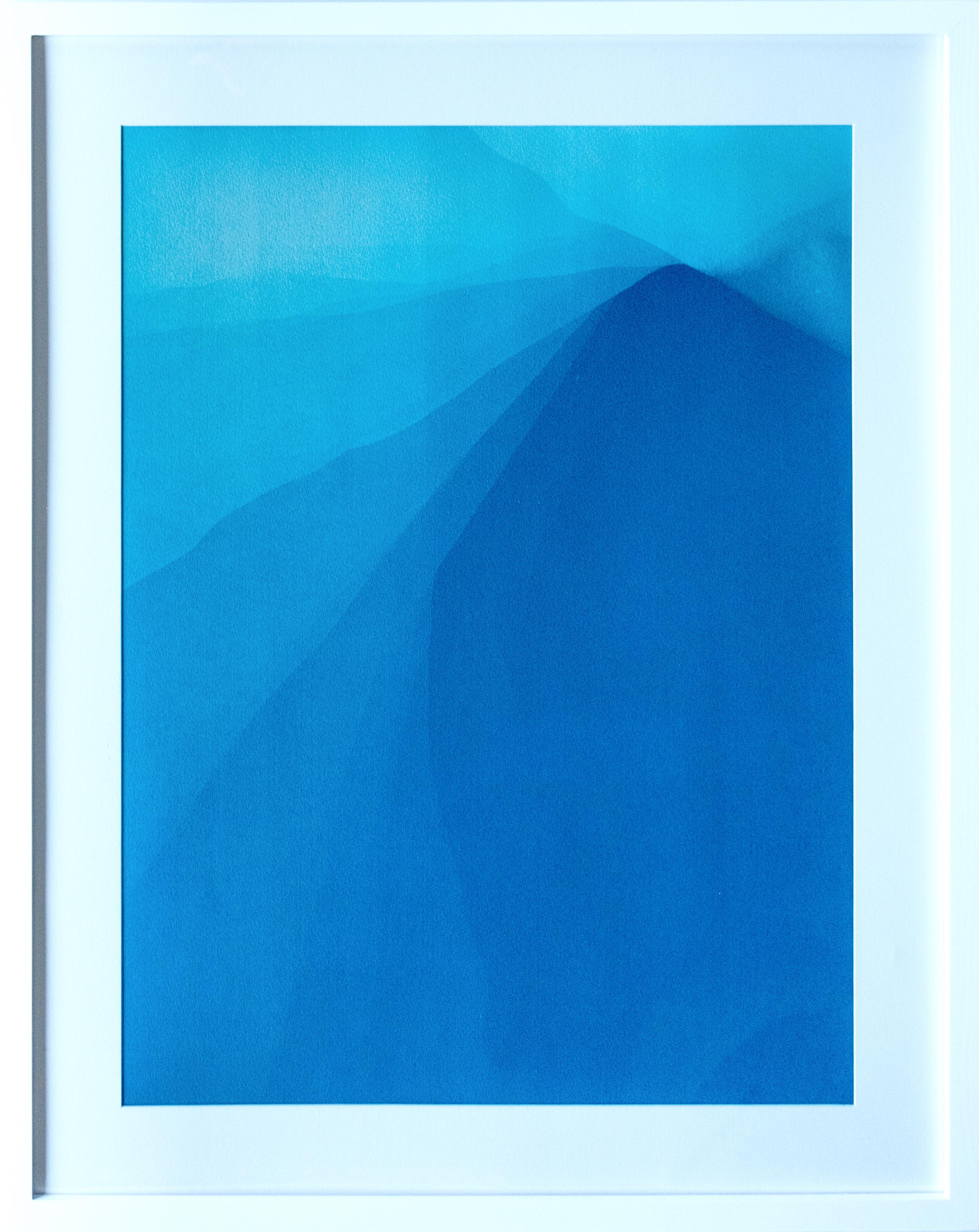 Mountain Sunrise 3 (Cyanotype encadré à 29 x 23 pouces)