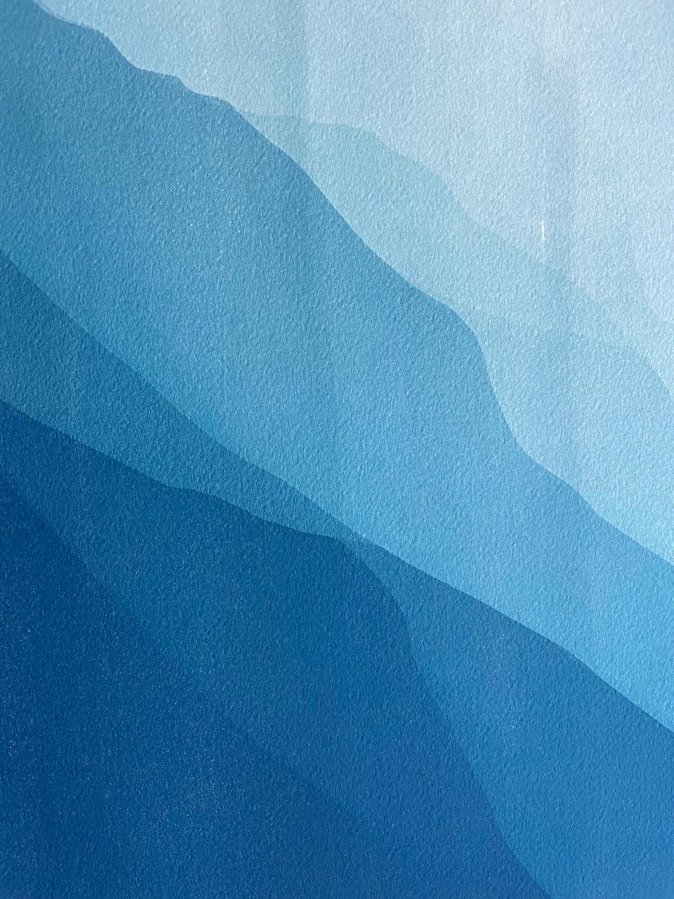 Sea Cliffs 6 (Hand-printed 40 x 20 inch abstract cyanotype) - Photograph by Christine So