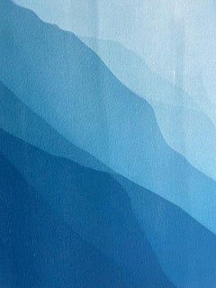 Cliffs de mer 6 (cyanotype abstrait imprimé à la main de 40 x 20 pouces)
