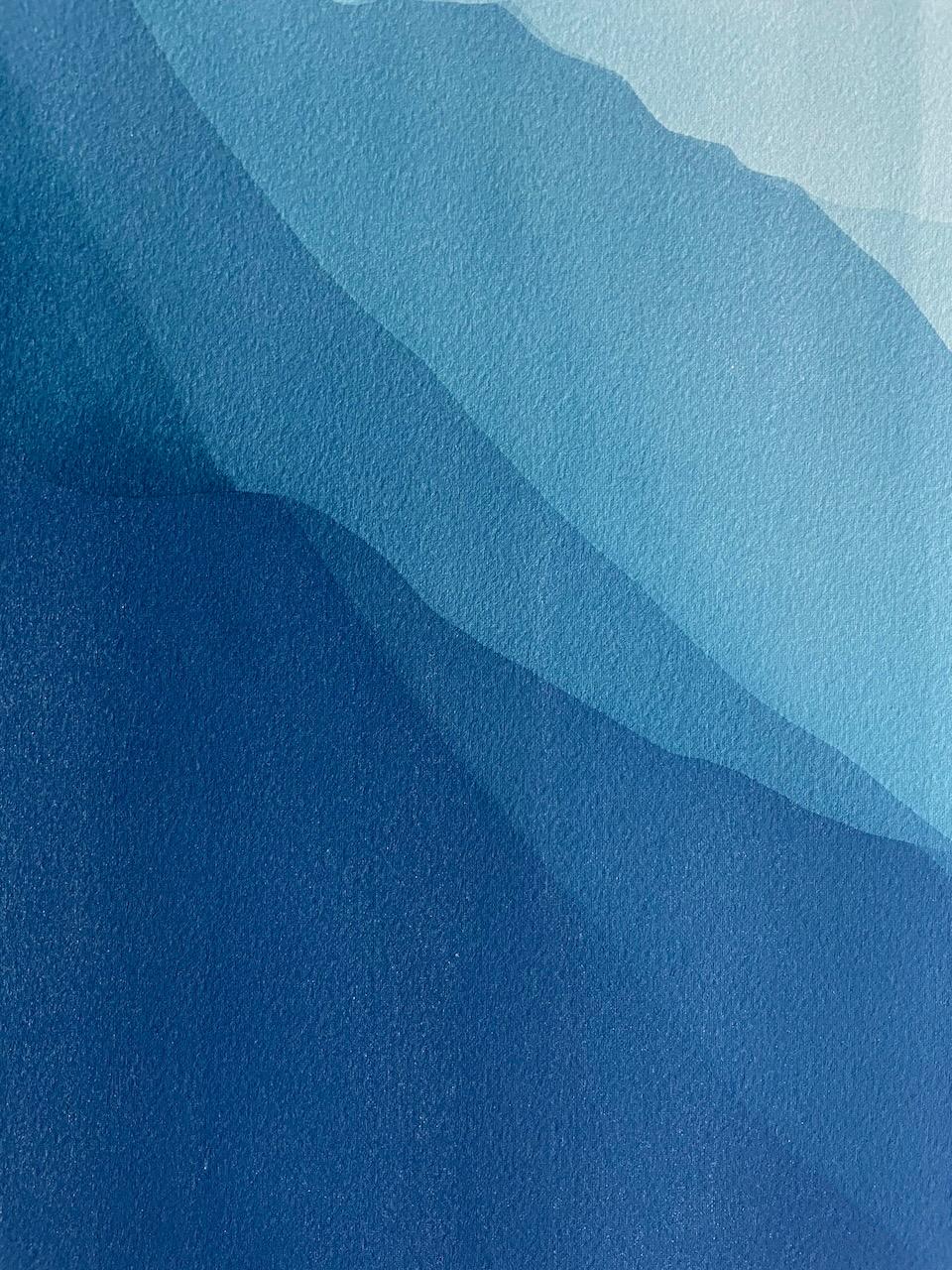 Sea Cliffs 6 (Handgedruckte abstrakte Cyanotypie von 40 x 20 Zoll) im Angebot 2