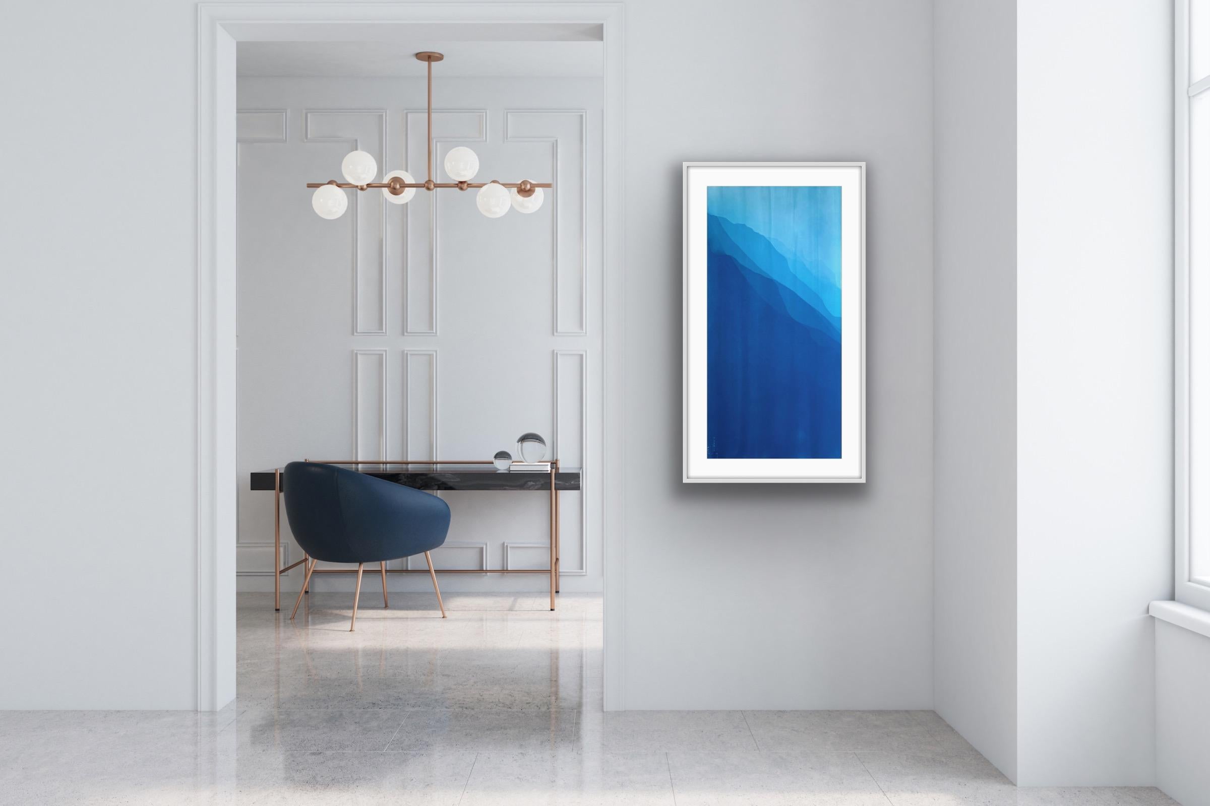 Sea Cliffs 6 (Handgedruckte abstrakte Cyanotypie von 40 x 20 Zoll) im Angebot 9