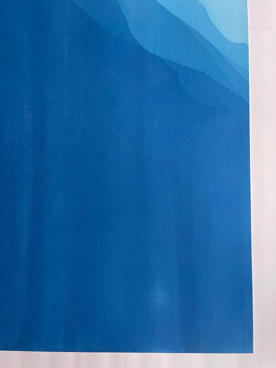 Sea Cliffs 6 (Handgedruckte abstrakte Cyanotypie von 40 x 20 Zoll) im Angebot 5